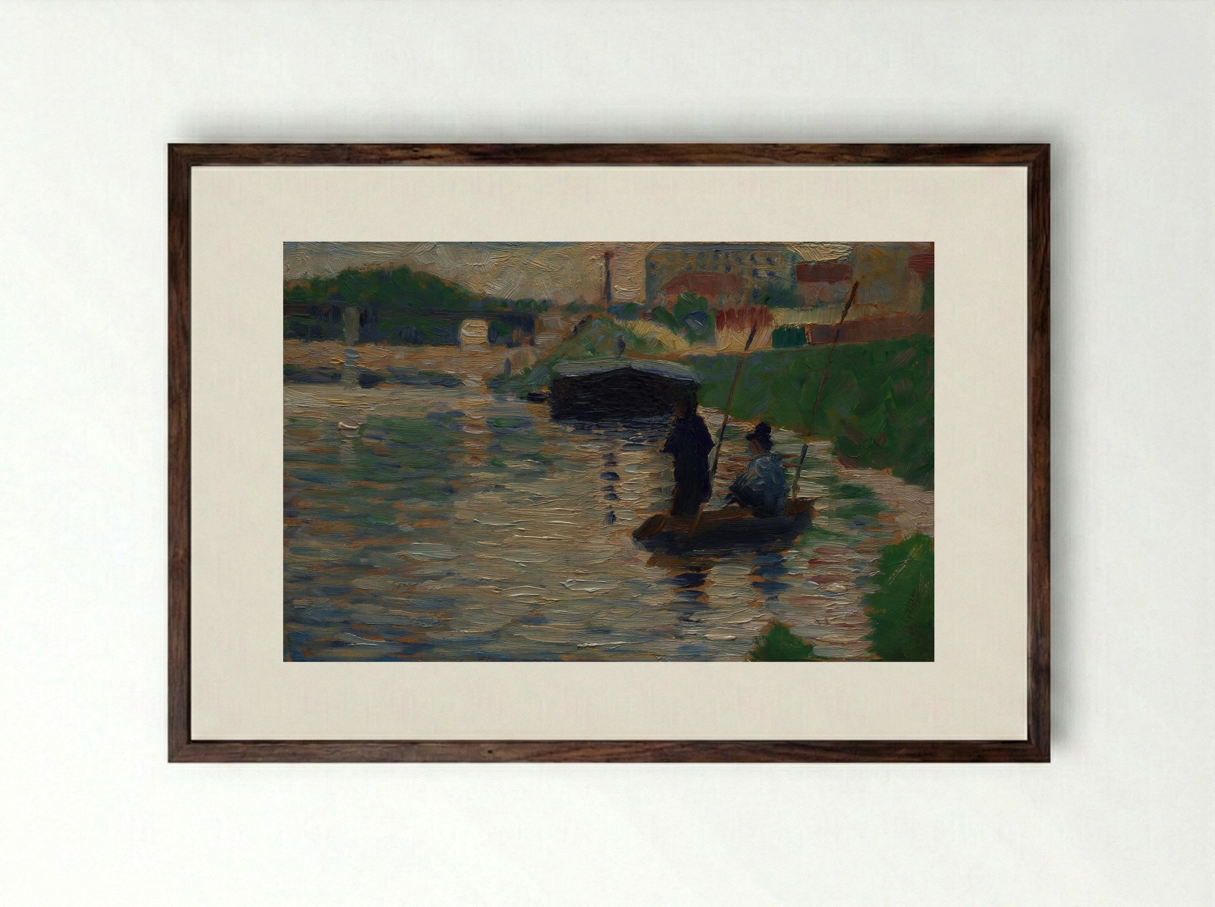 View of the Seine - Georges Seurat - Framed Print Dark Wood