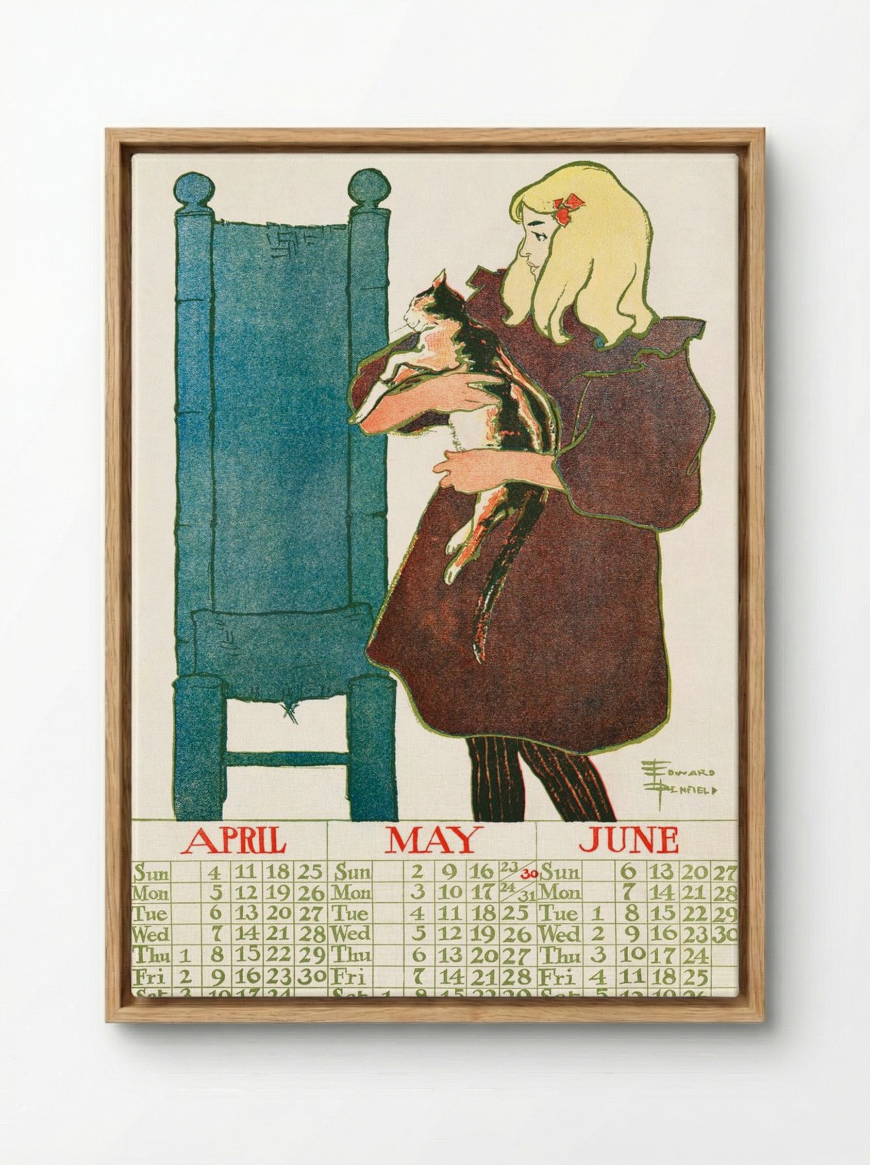 Vintage Calendar, 1897 - Edward Penfield - Framed Canvas Wood