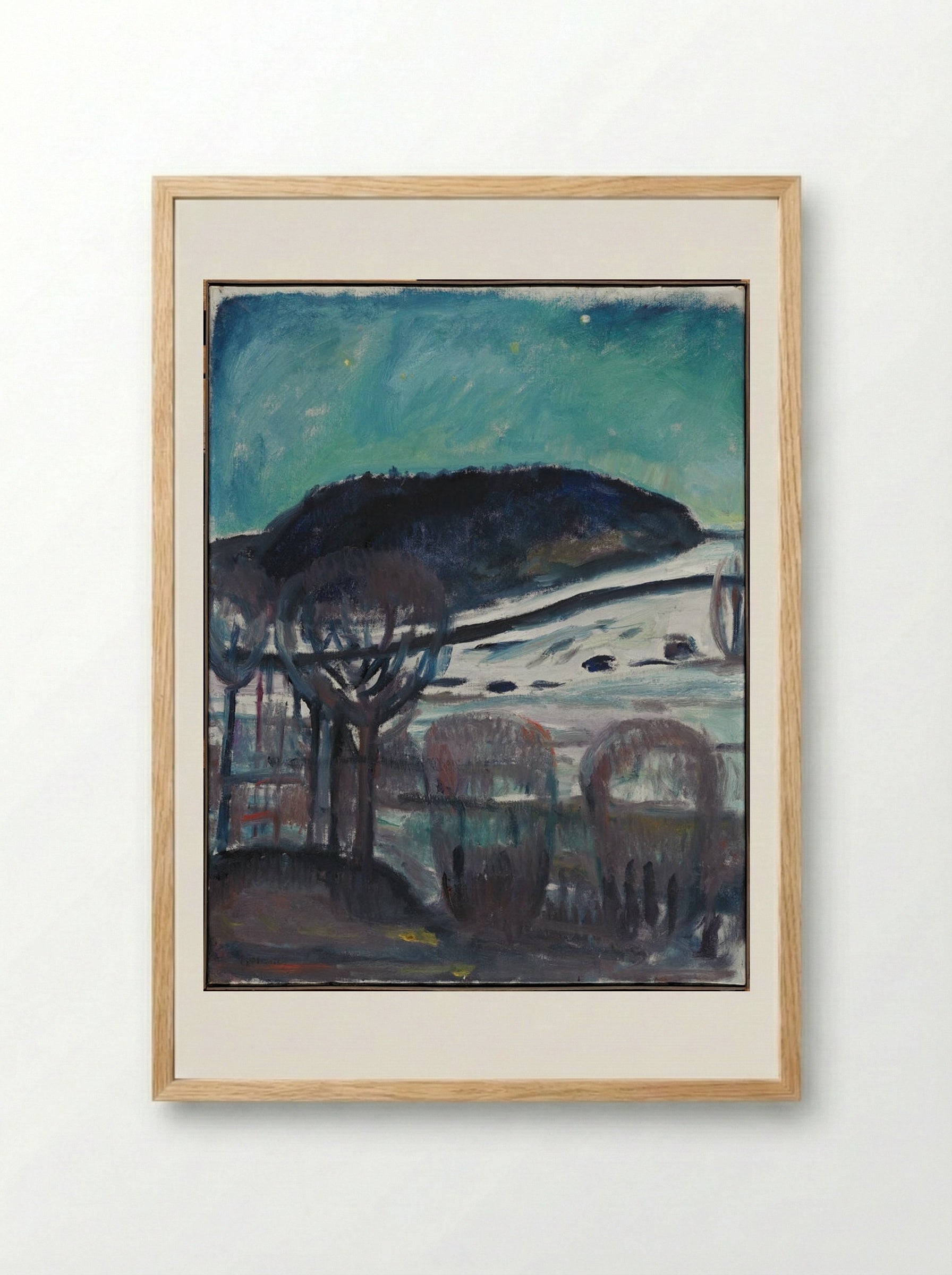 Winter Landscape by Moonlight - Edvard Munch - Framed Print Wood