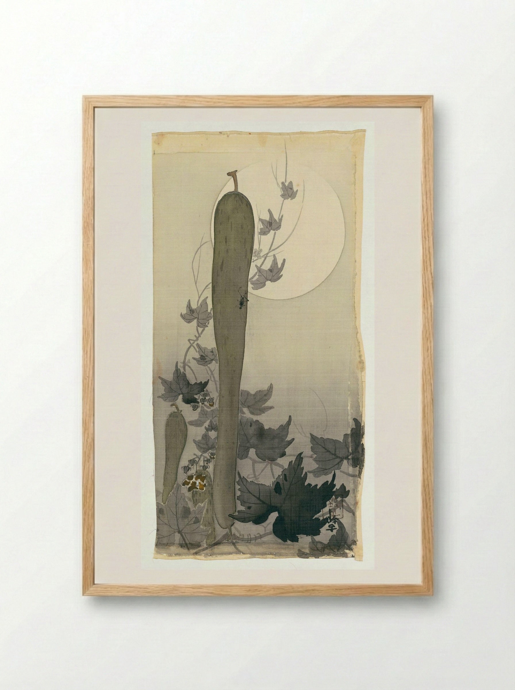 Wild Cucumber with Full Moon - Ohara Koson - Framed Print Wood