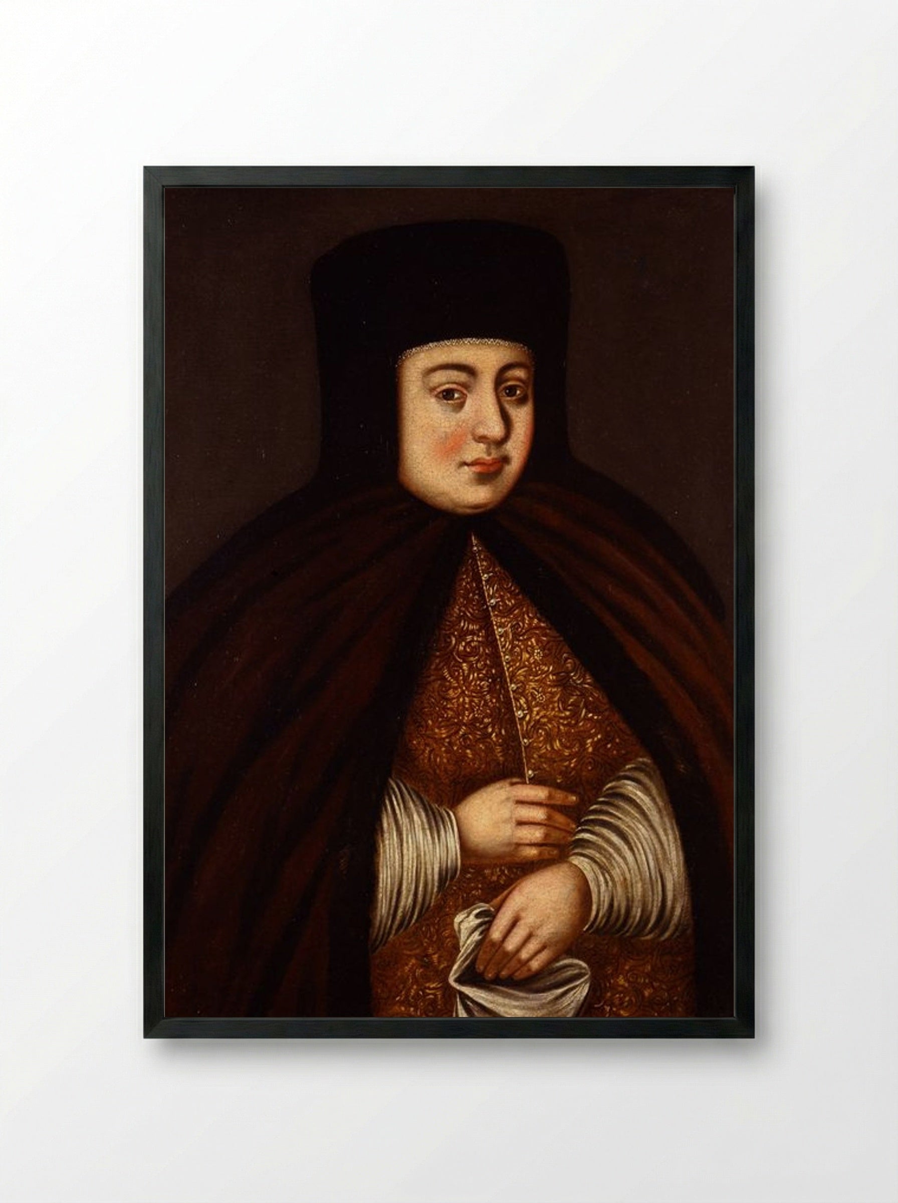 Portrait of Tsaritsa Natalya Kirillovna Naryshkina - Fine Art Print - Framed Print Black