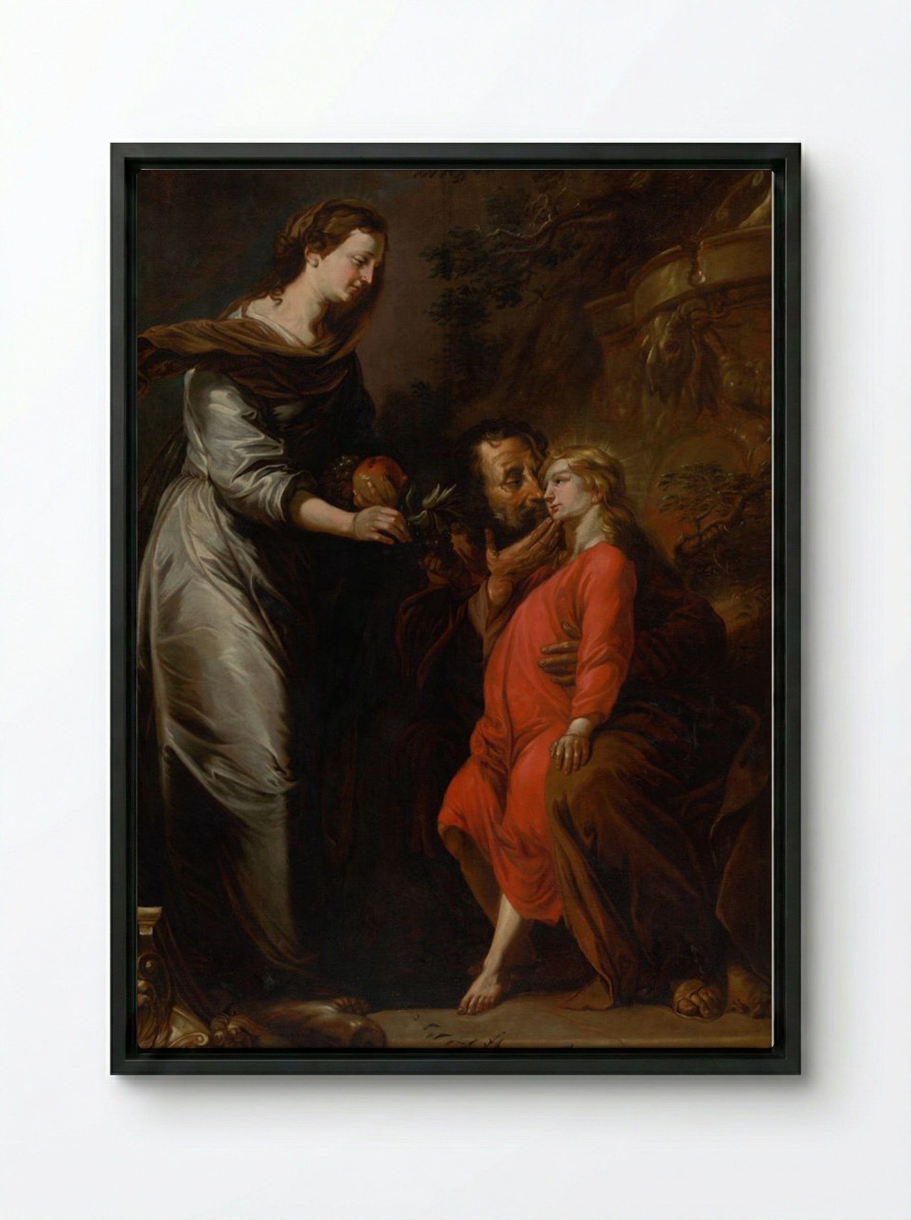 The Marriage of Saint Catherine - Bartolomé Esteban Murillo - Framed Canvas Black
