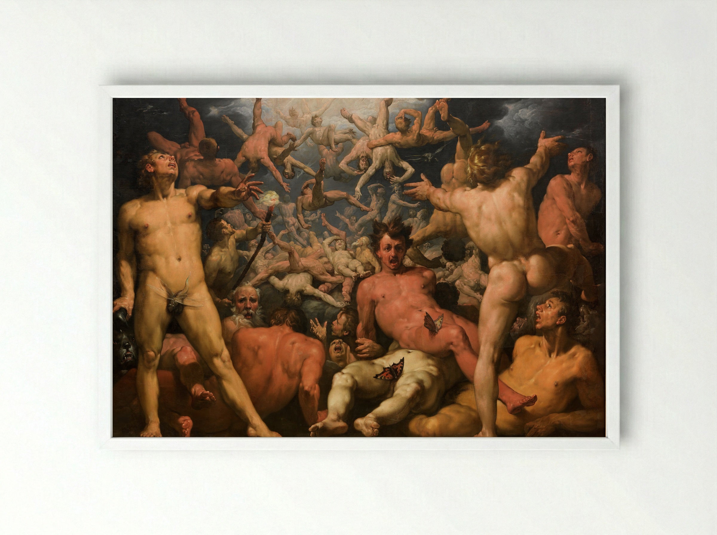 The Fall of the Titans - Cornelis Cornelisz. van Haarlem - Framed Print White