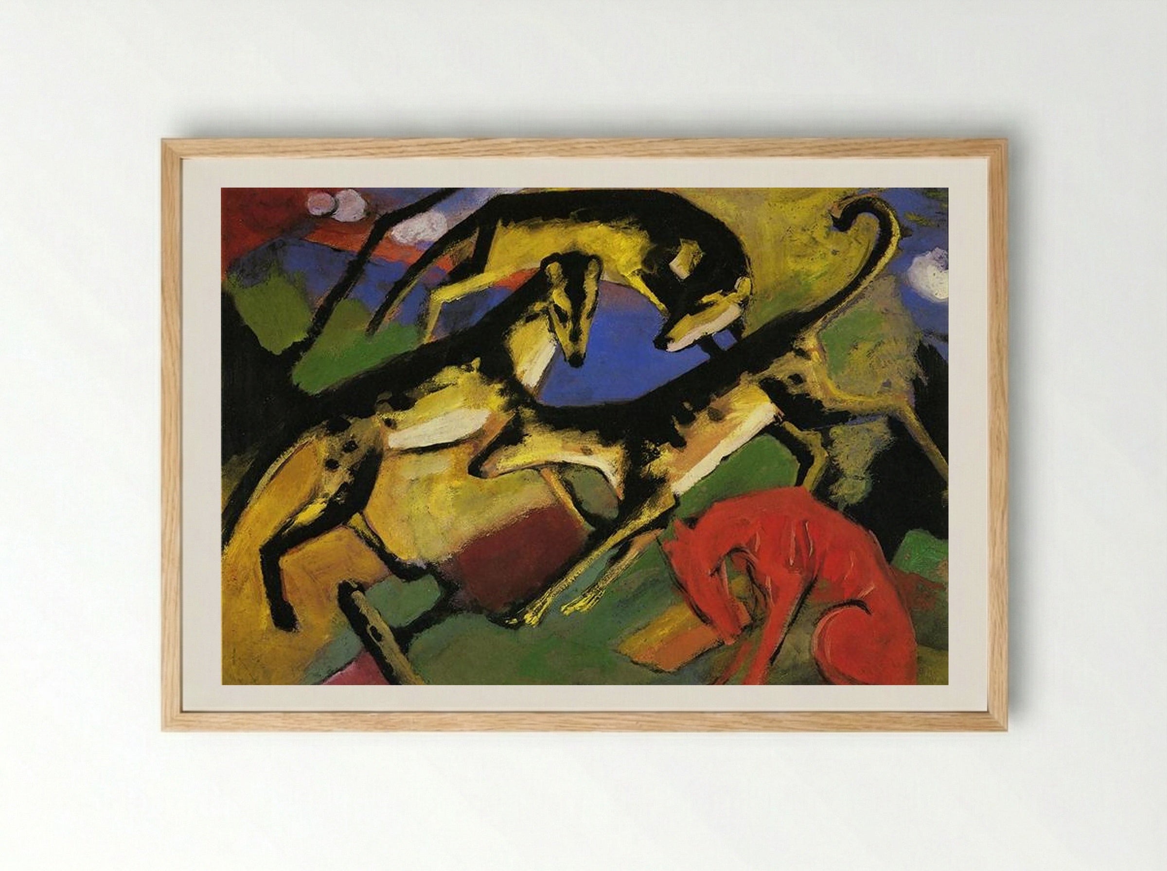 Playing Dogs - Franz Marc - Framed Print Wood