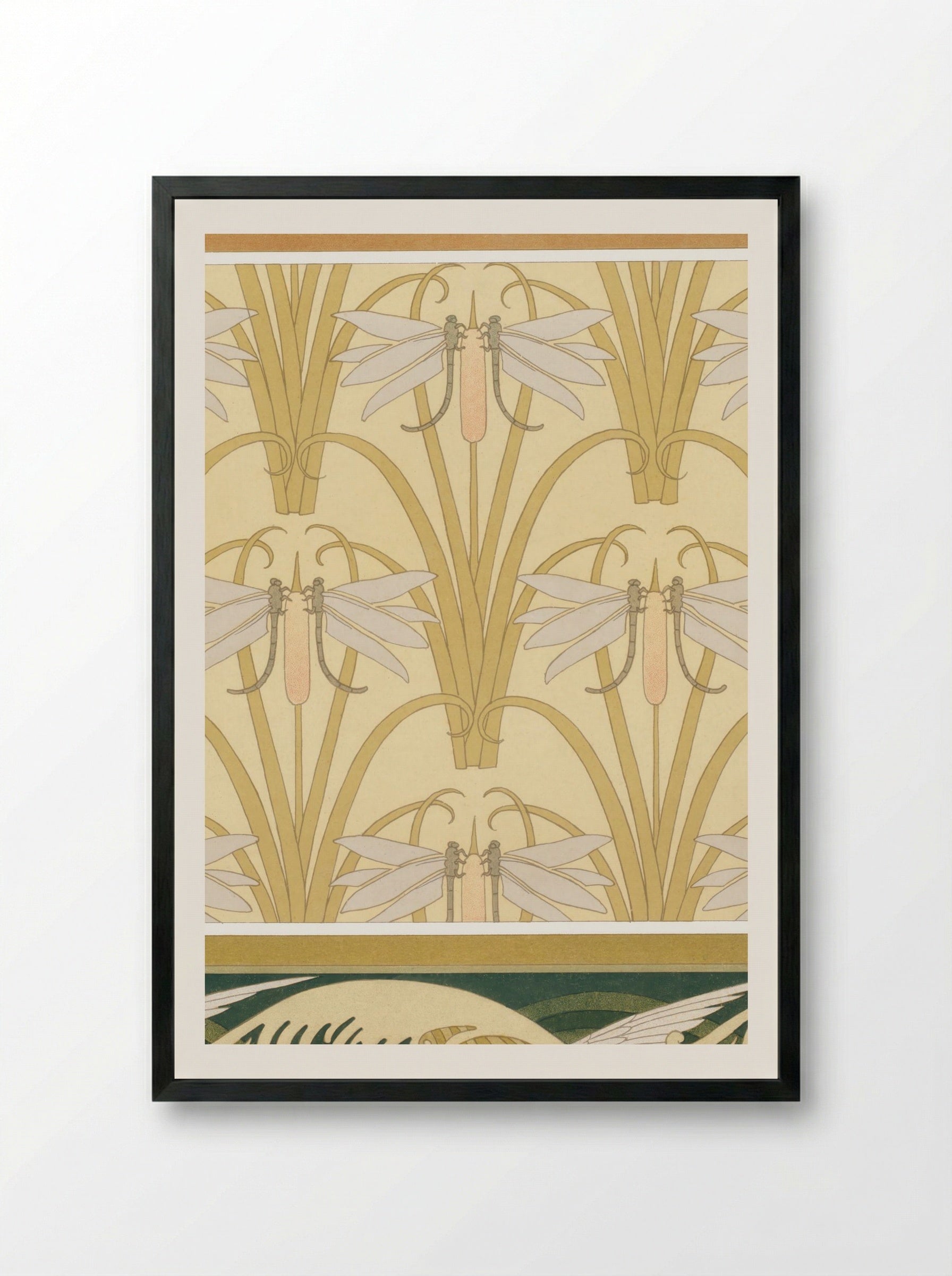 L'Animal dans la Décoration, Plate 10 (Snails, Dragonflies, Seagulls) - Maurice Pillard Verneuil - Framed Print Black