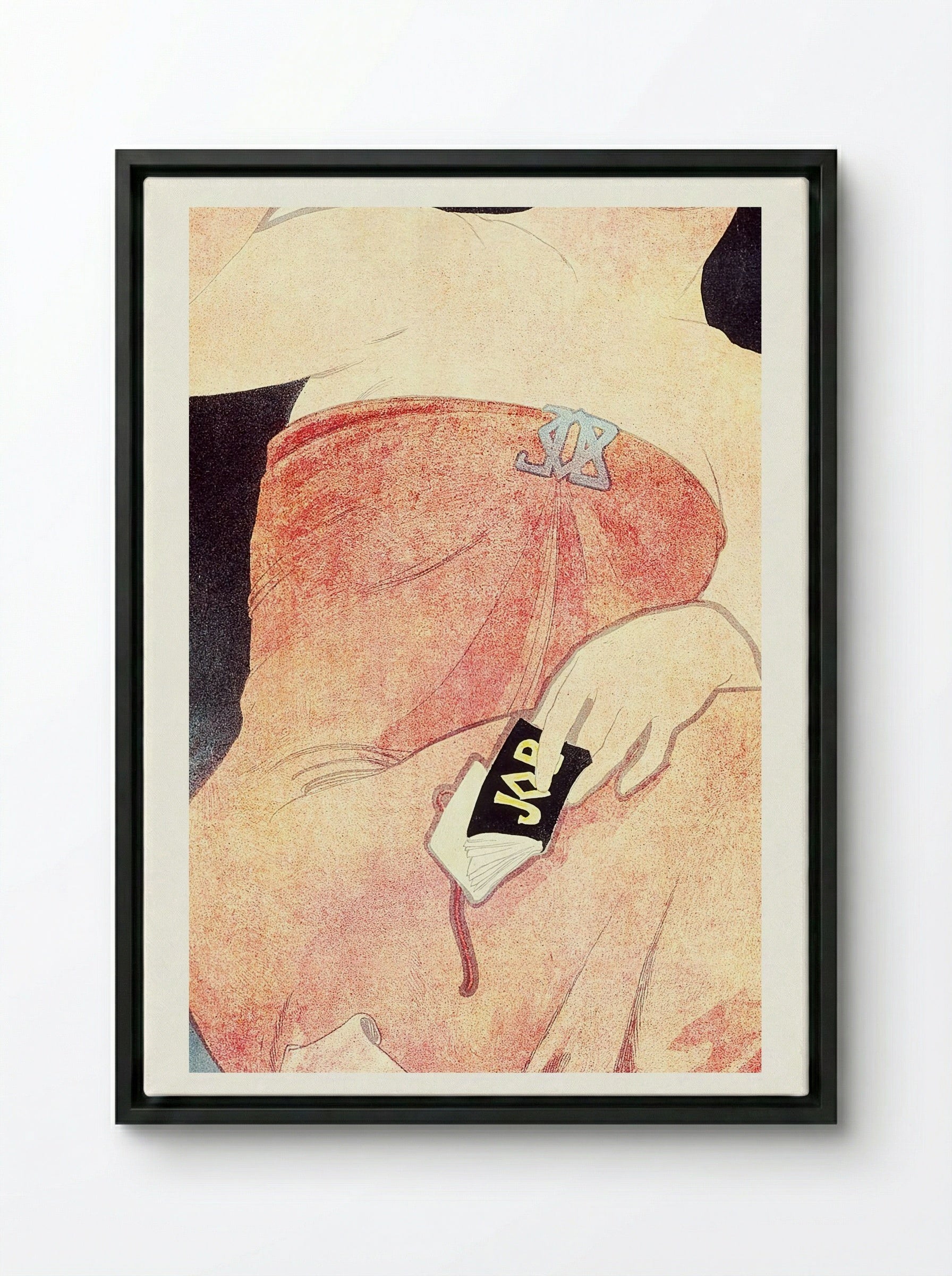 JOB (Woman Smoking) - Alphonse Mucha - Framed Canvas Black