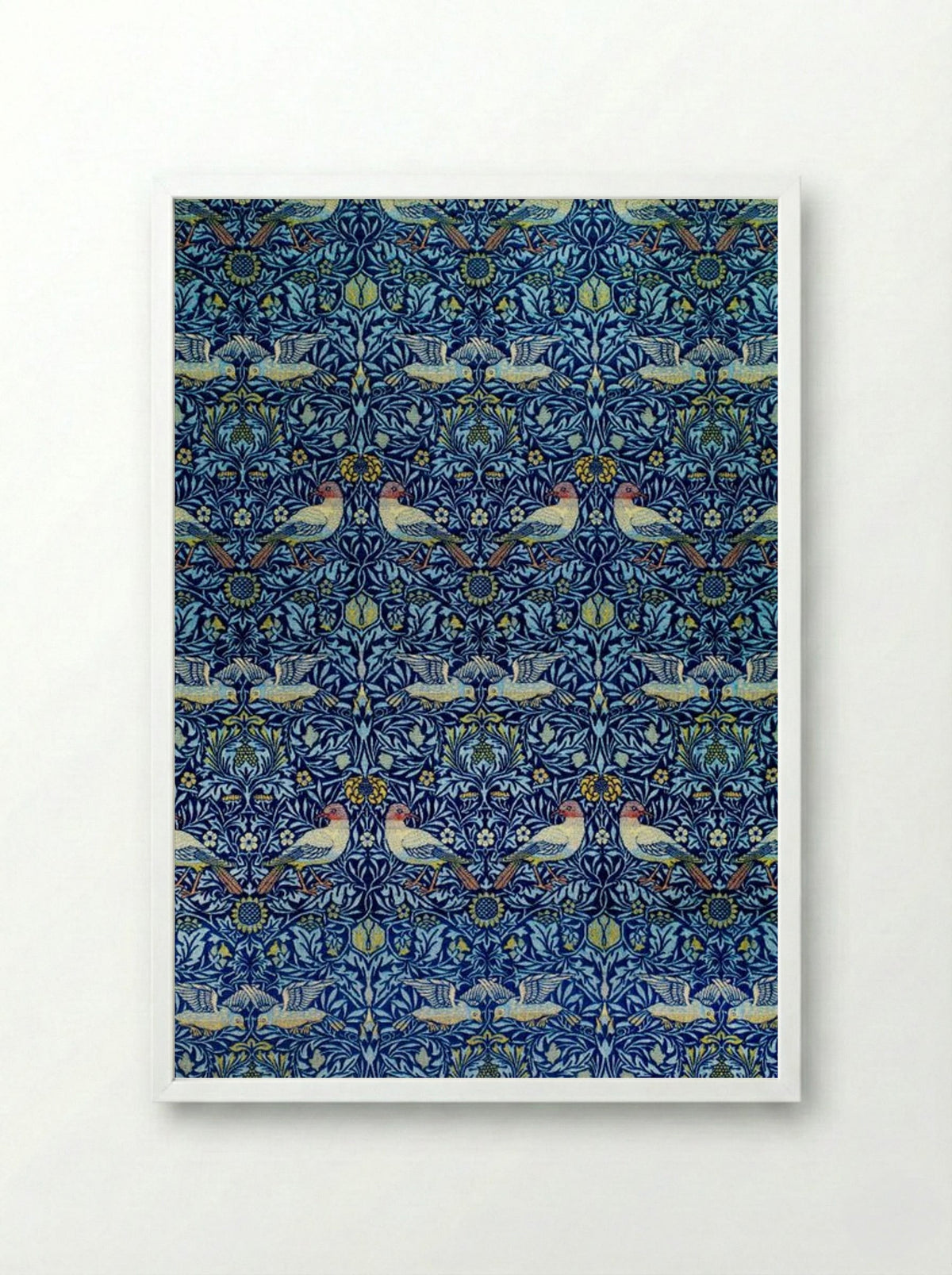 Bird (Wool Curtain Fabric Design) - William Morris - Framed Print White