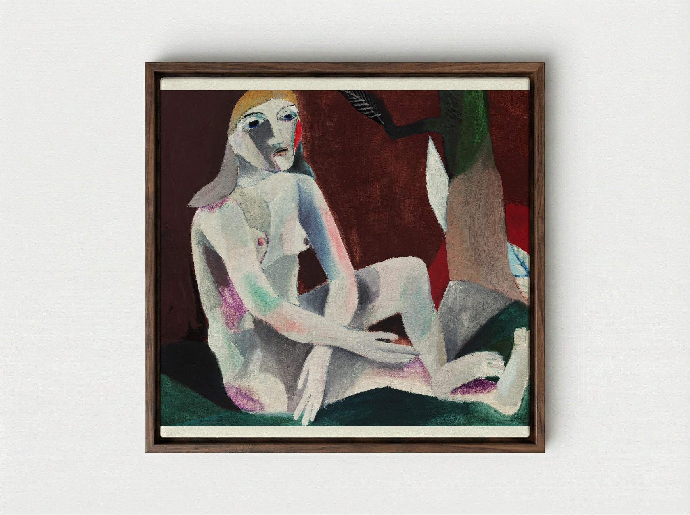 Seated Nude - Heinrich Campendonk - Framed Canvas Dark Wood