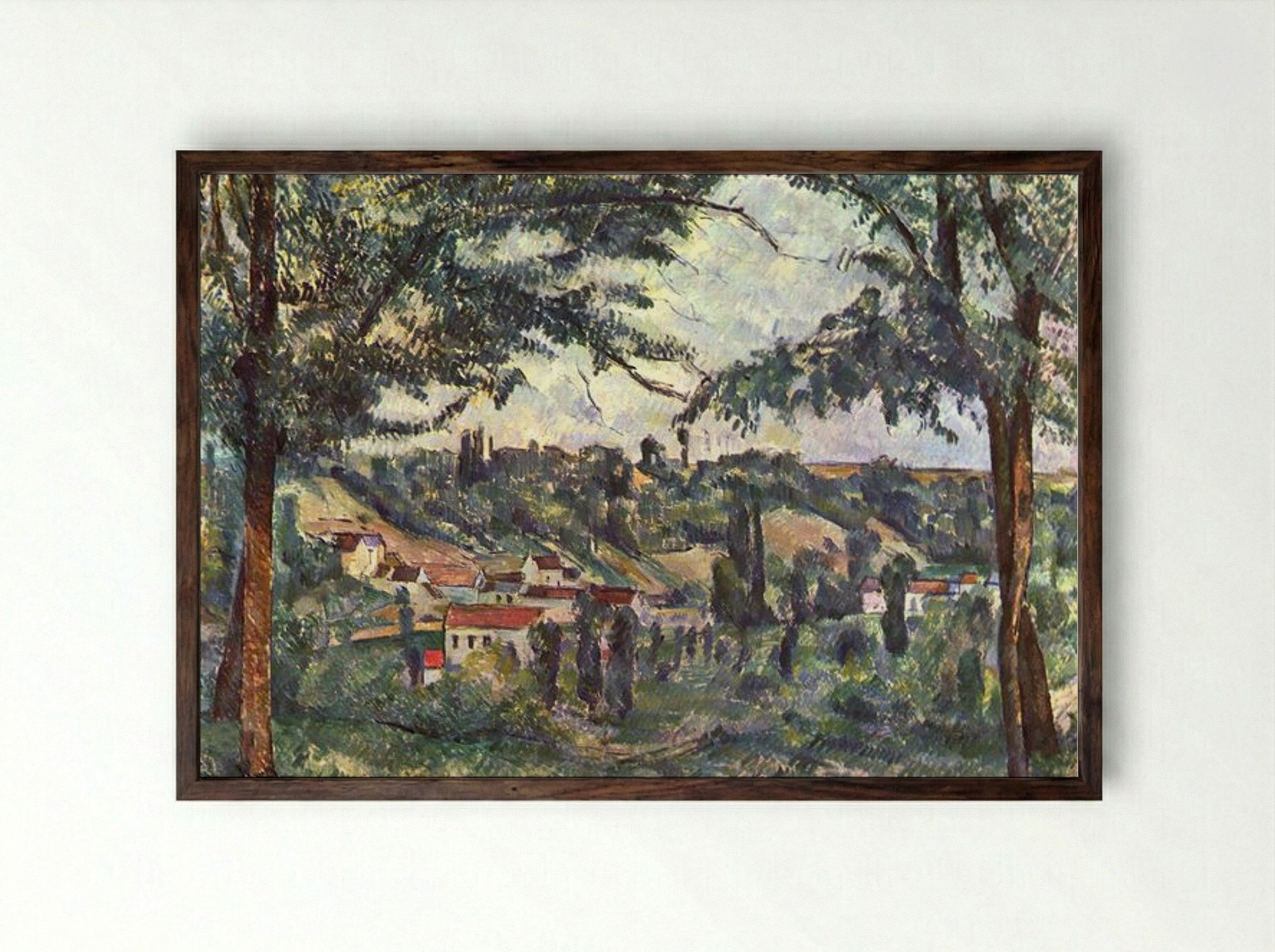 The Hameau des Pâtis - Paul Cézanne - Framed Print Dark Wood