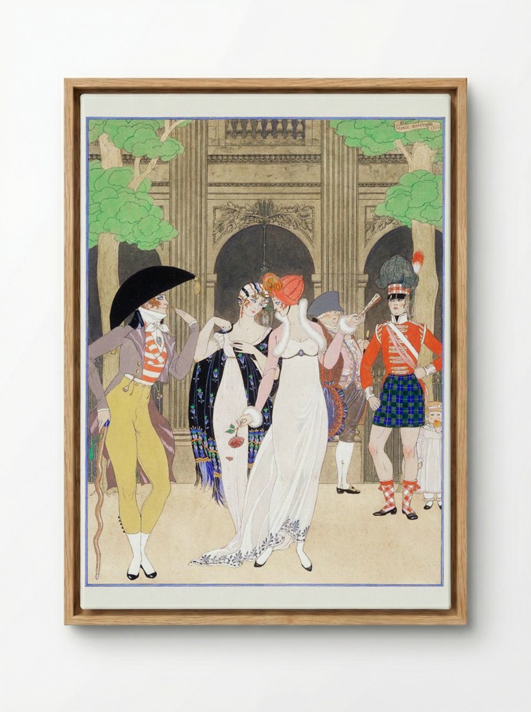 La Merveilleuse au Palais Royal - George Barbier - Framed Canvas Wood