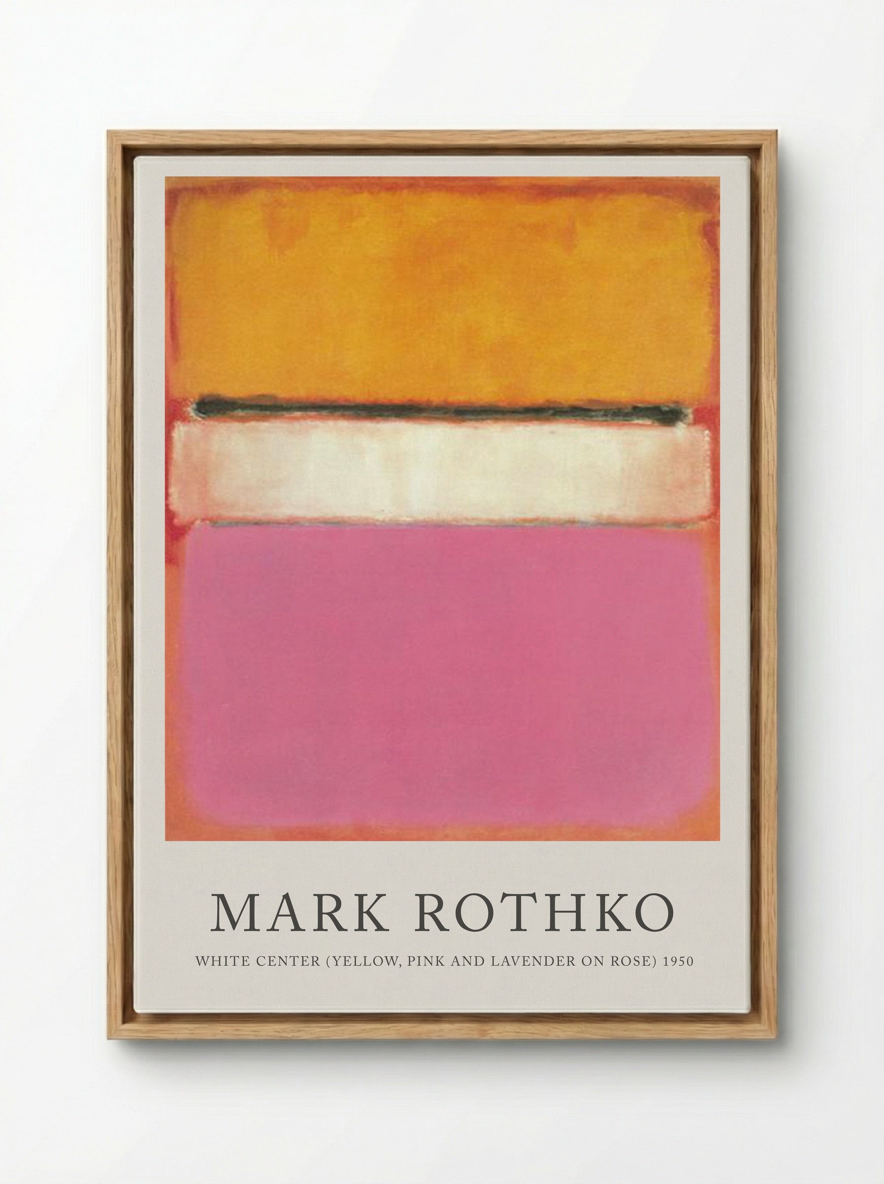 White Center (Yellow, Pink and Lavender on Rose) - Mark Rothko - Framed Canvas Wood