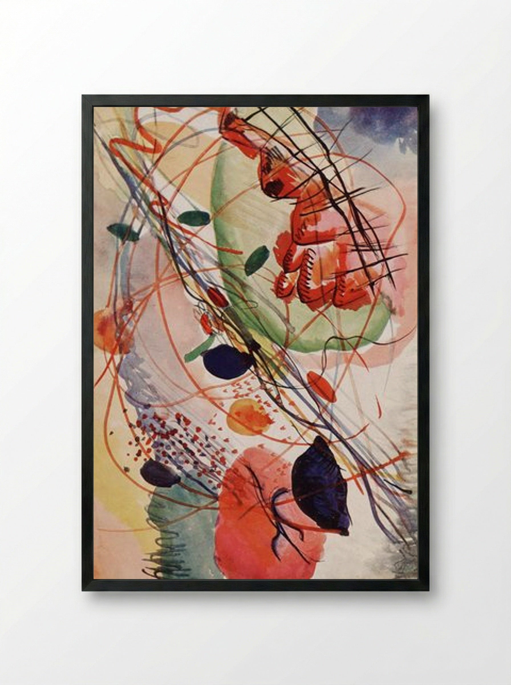 Untitled (Abstract Composition, Watercolour) - Wassily Kandinsky - Framed Print Black
