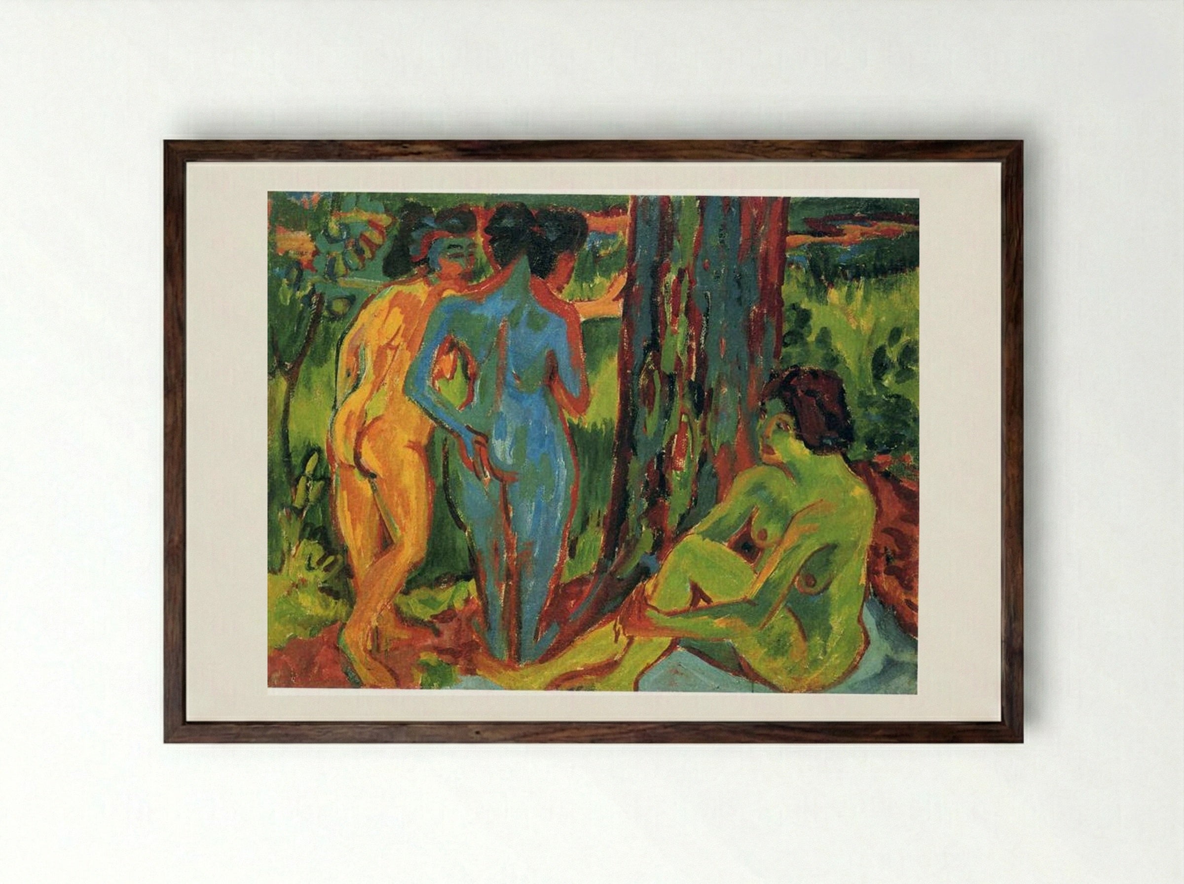 Nudes in a Forest - Ernst Ludwig Kirchner - Framed Print Dark Wood