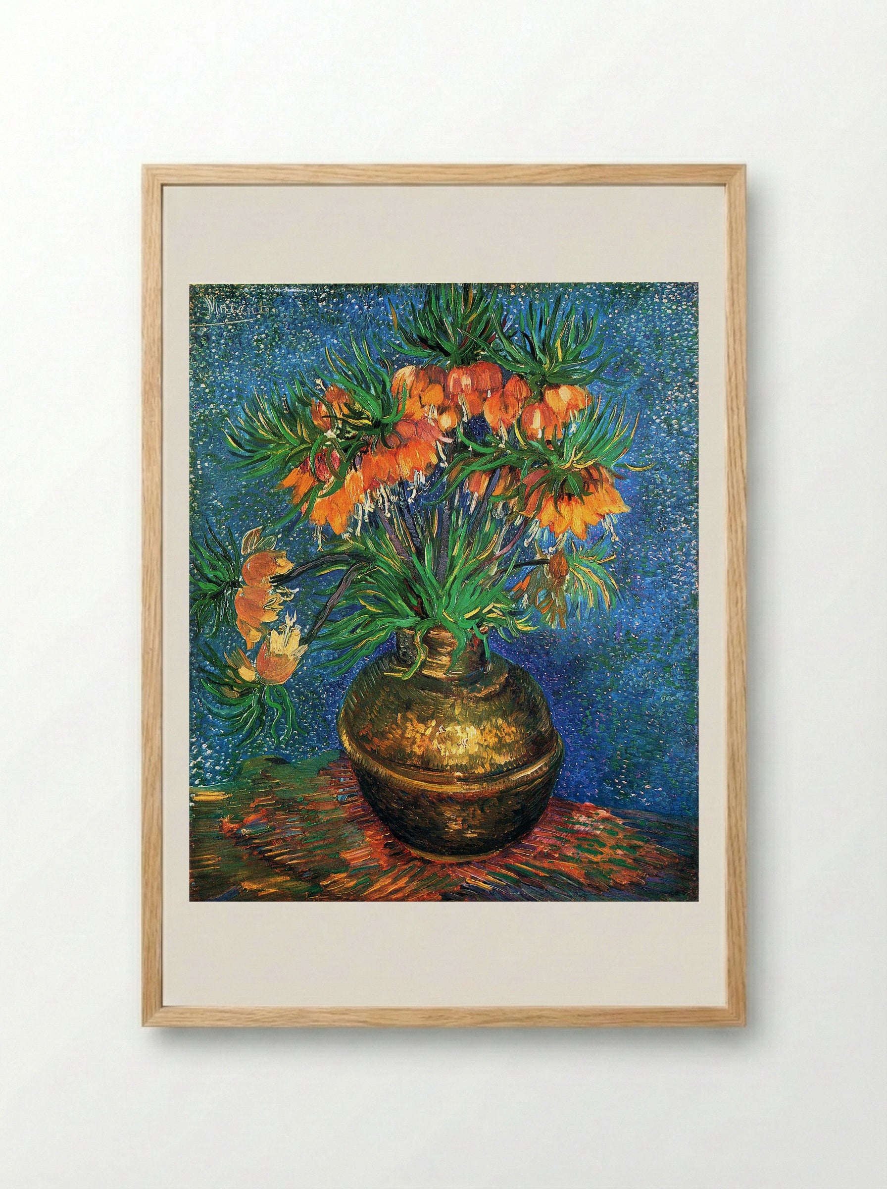 Fritillaries in a Copper Vase - Vincent van Gogh - Framed Print Wood
