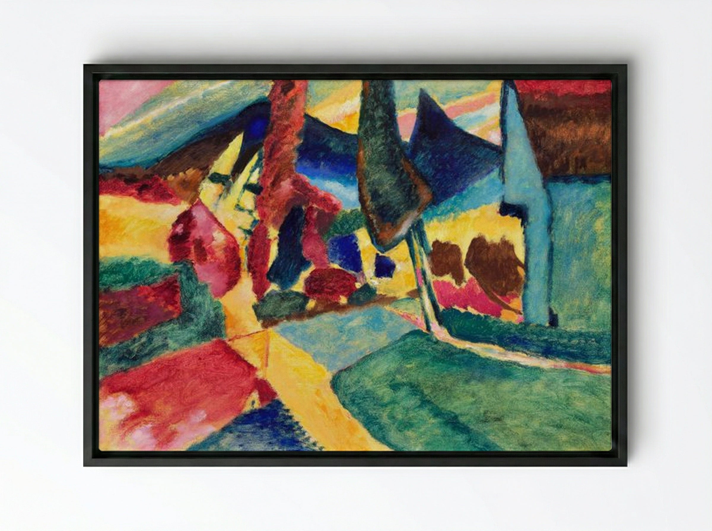 Landscape with Two Poplars - Wassily Kandinsky - Framed Canvas Black