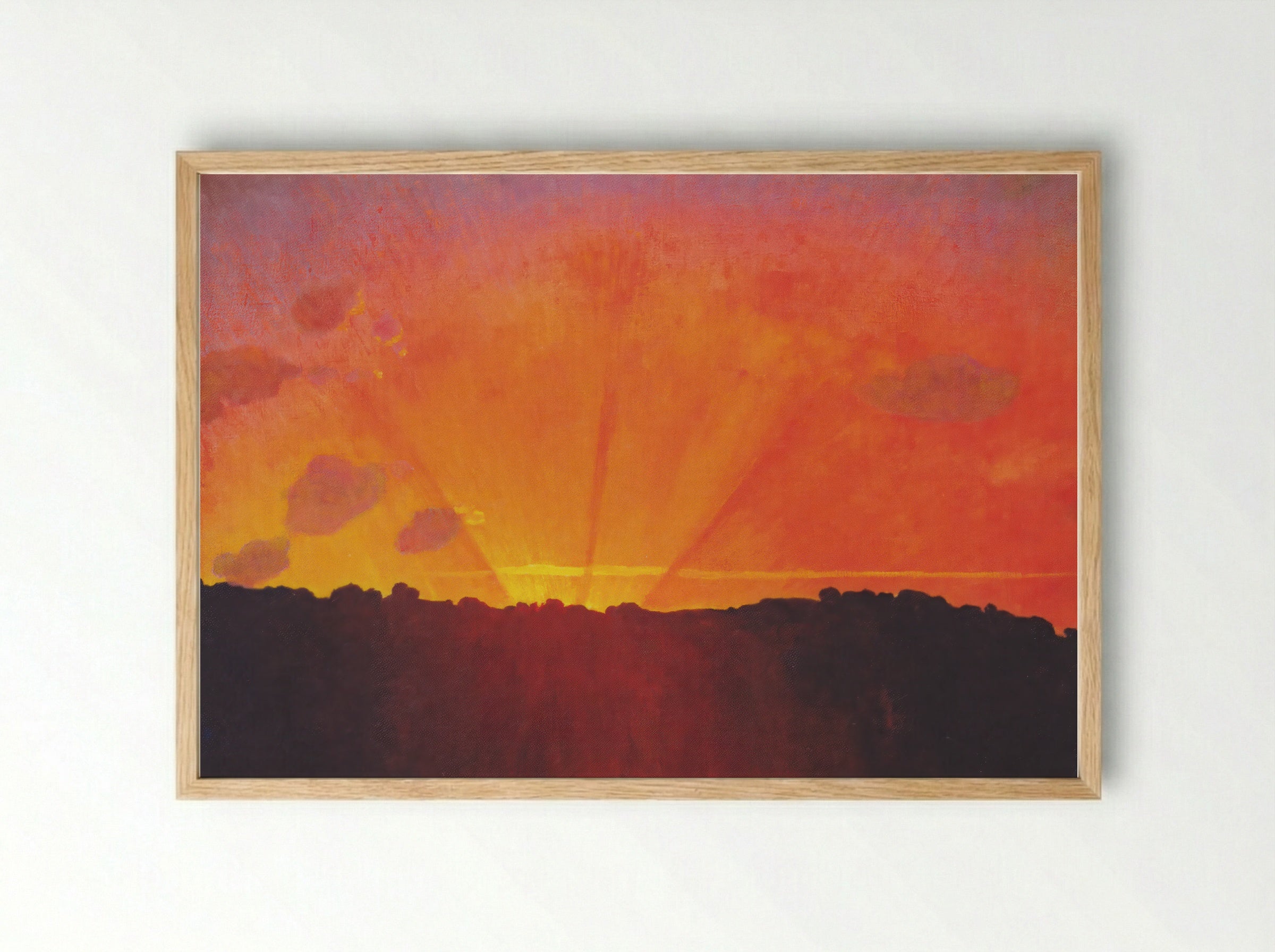 Sunset Over Hills - Fine Art Print - Framed Print Wood