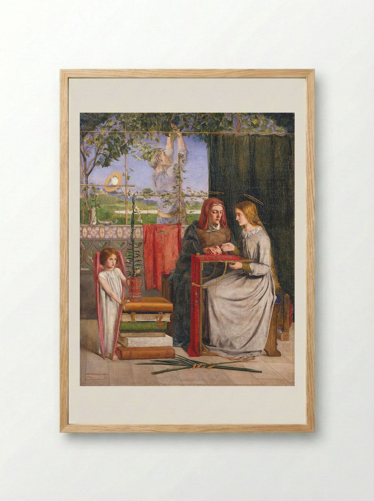 The Girlhood of Mary Virgin - Dante Gabriel Rossetti - Framed Print Wood