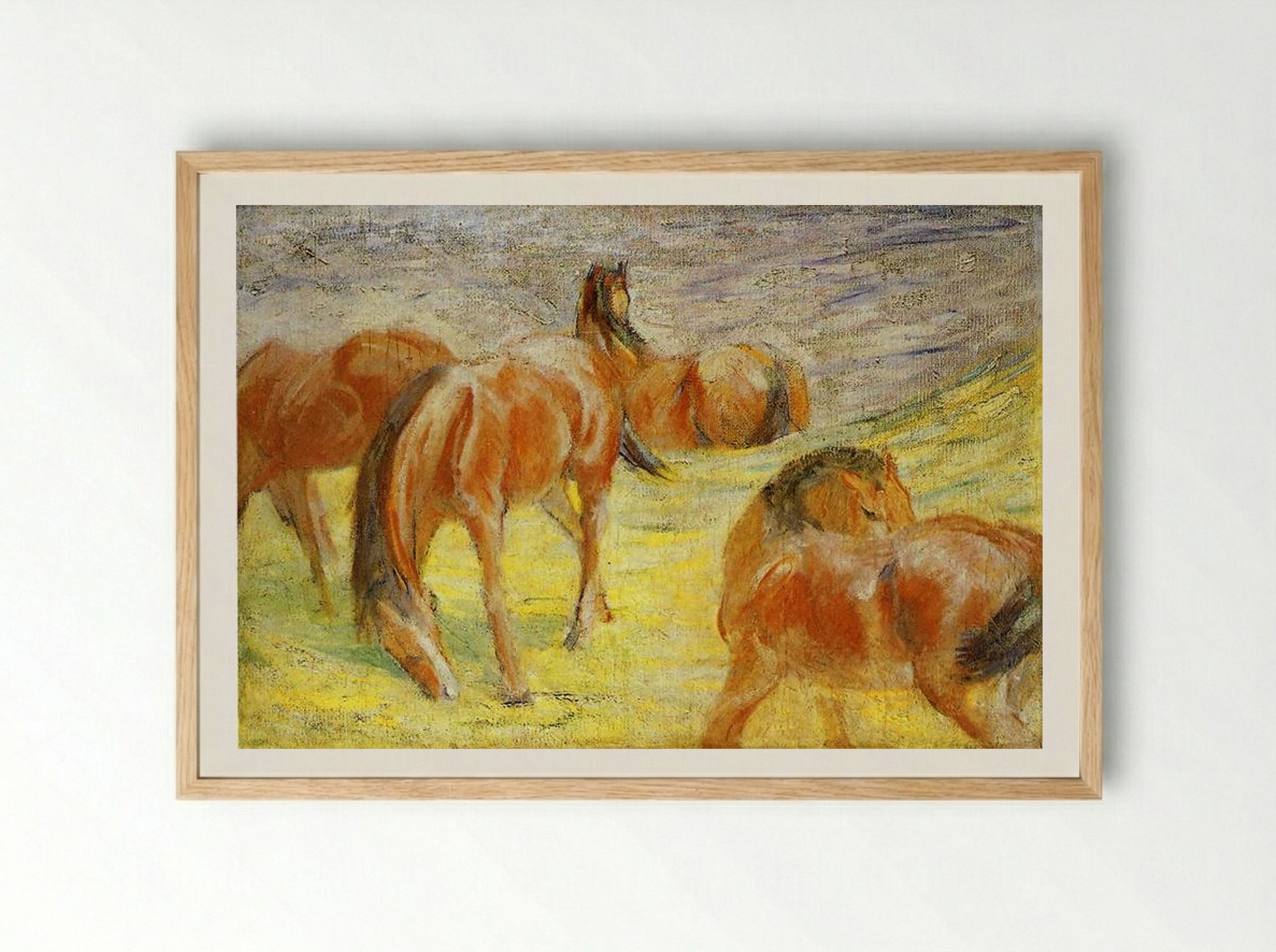 Grazing Horses IV - Franz Marc - Framed Print Wood