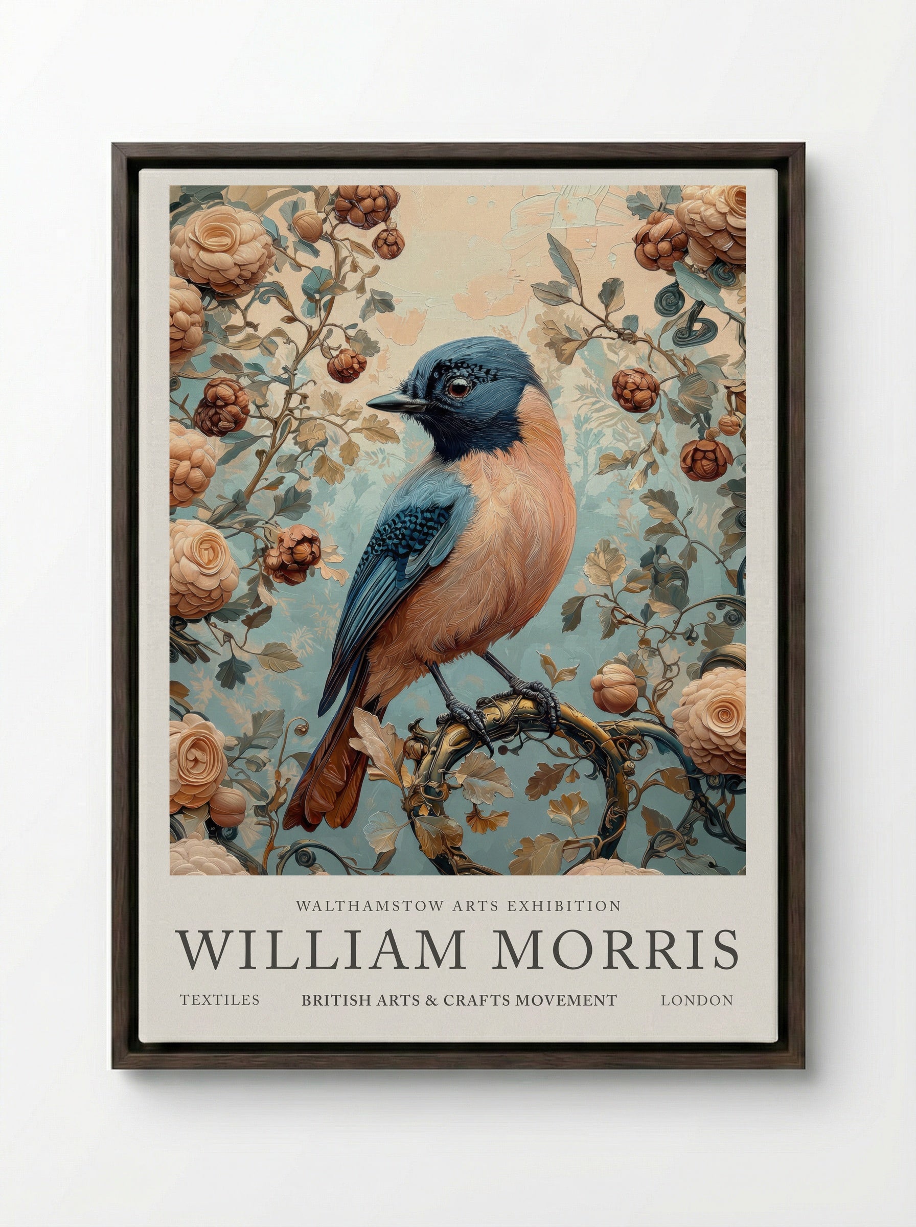 Jay Jubilee - William Morris - Framed Canvas Dark Wood