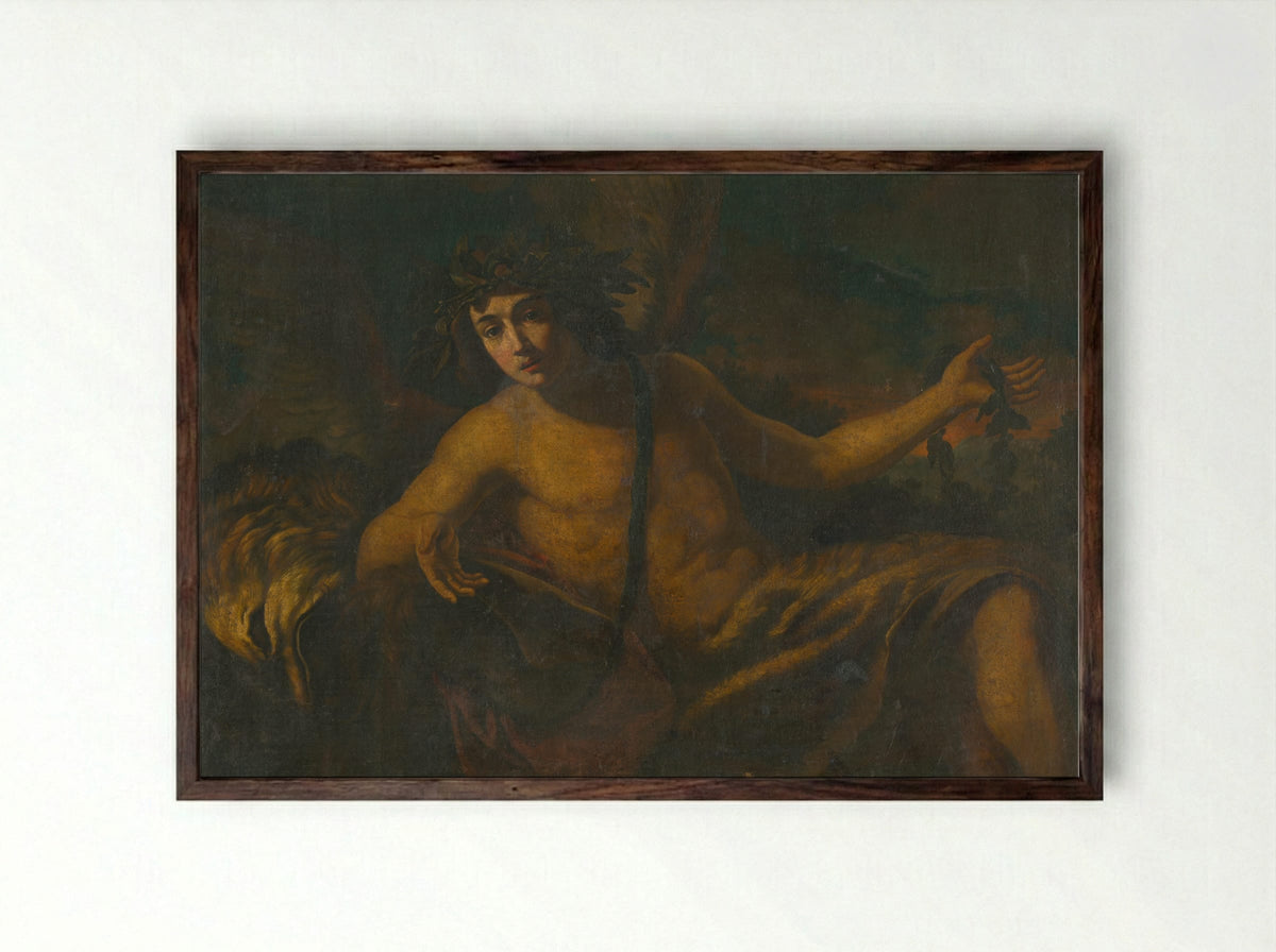 Reclining Bacchus - Fine Art Print - Framed Print Dark Wood