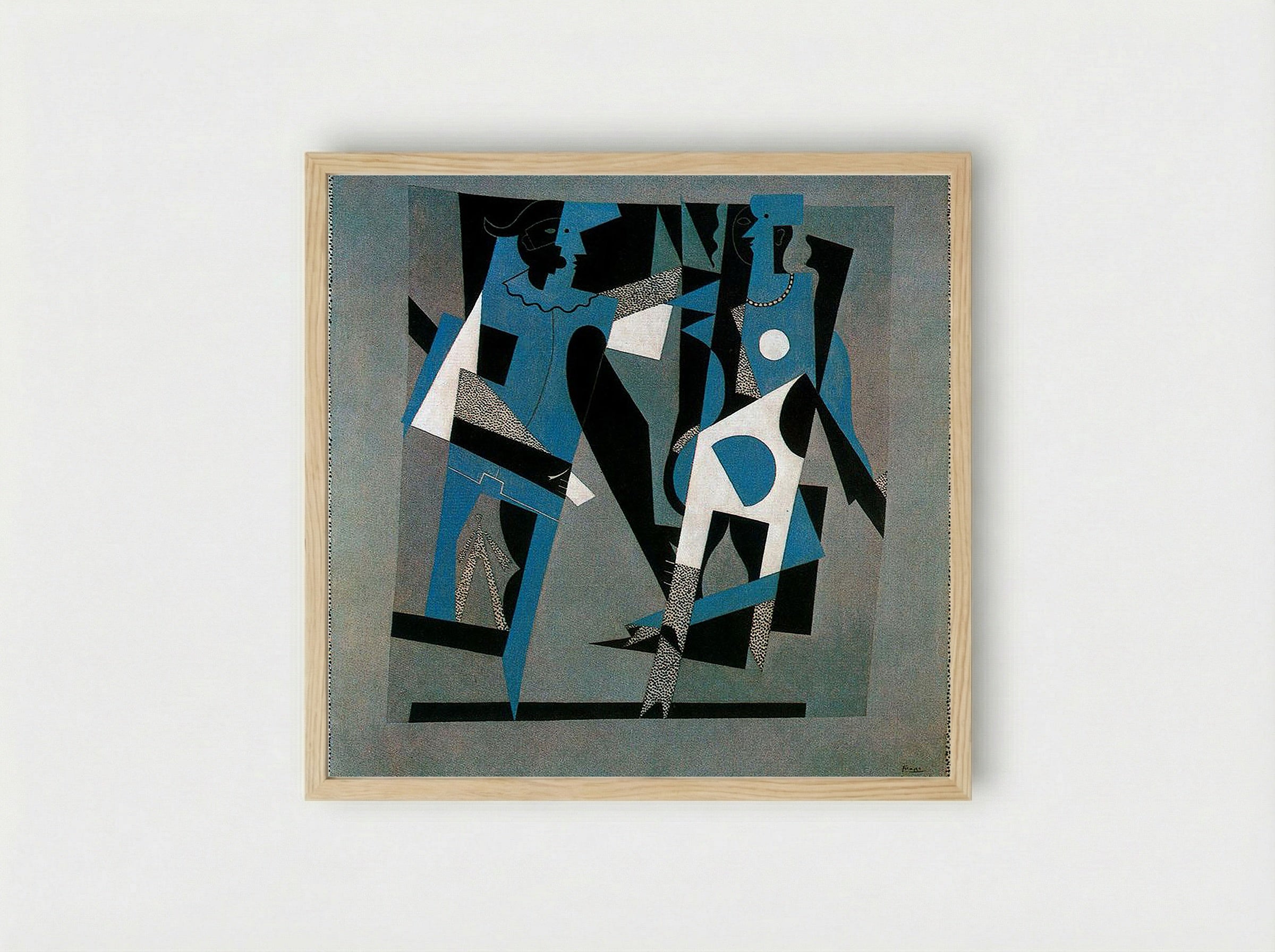 Harlequin and Woman with Necklace - Alexandra Exter - Framed Print Wood