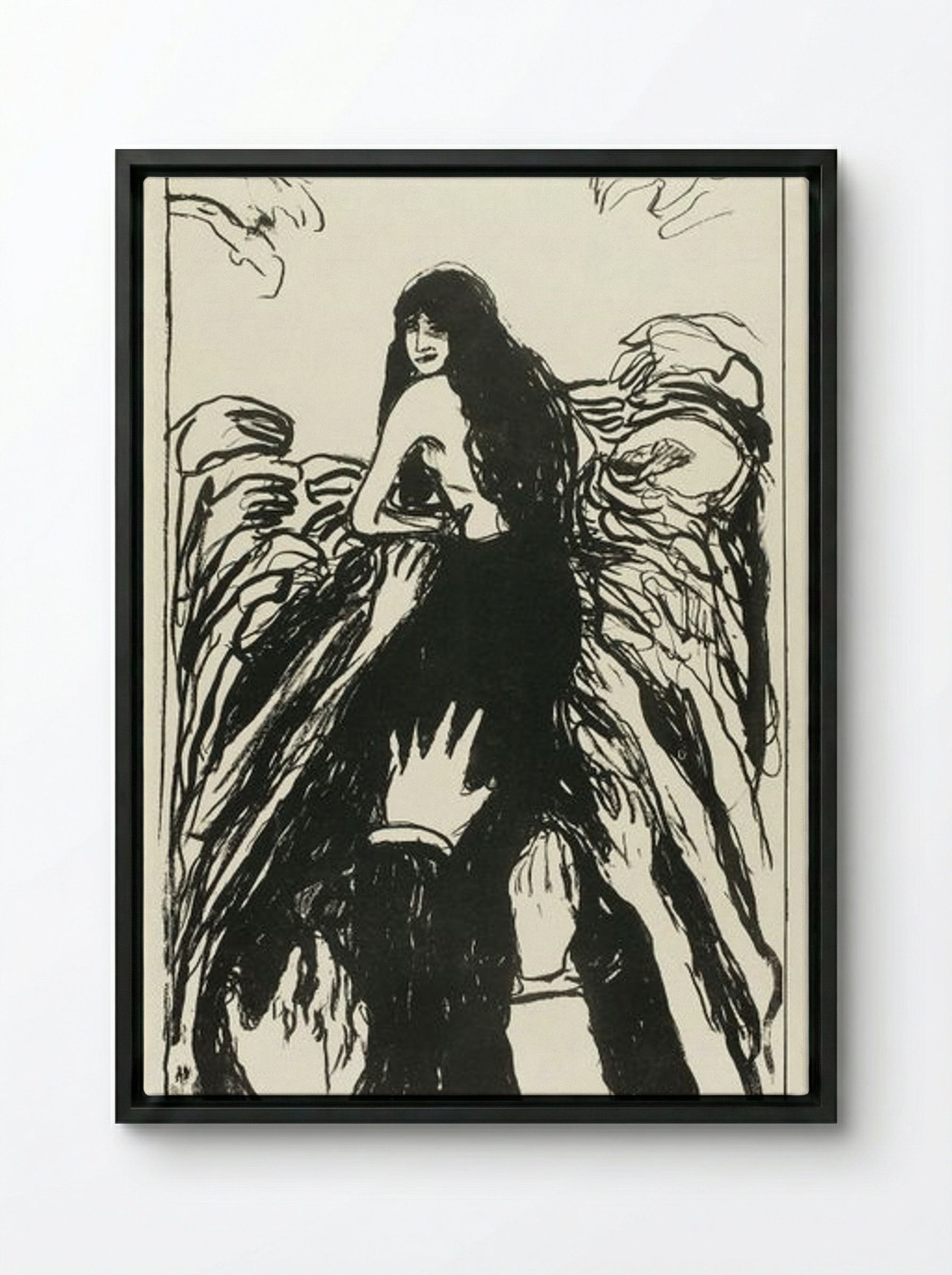 The Hands - Edvard Munch - Framed Canvas Black