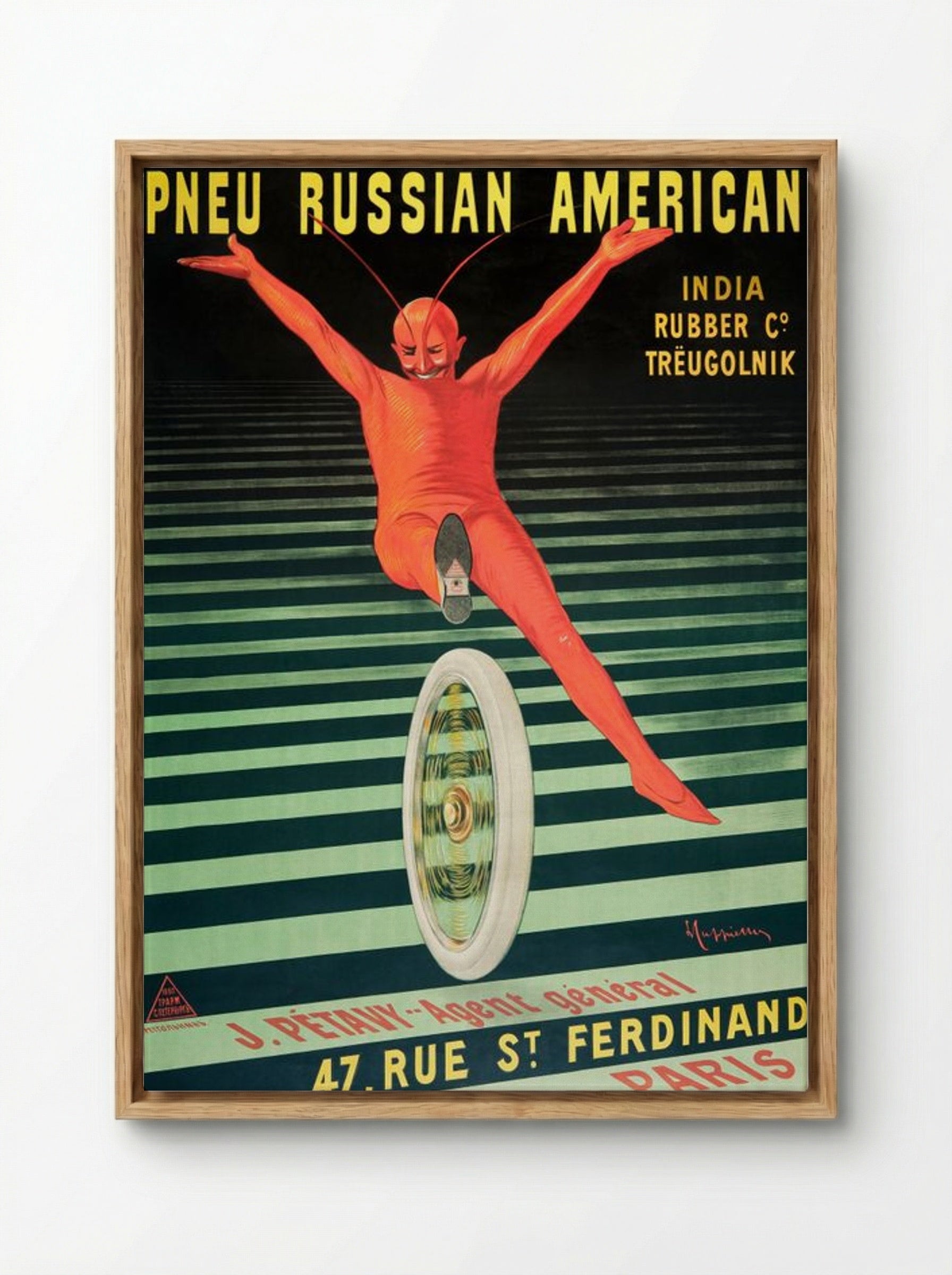 Pneu Russian American - India Rubber Co. Trëugolnik - Leonetto Cappiello - Framed Canvas Wood