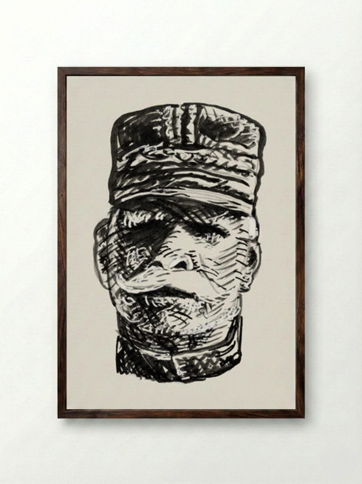 Portrait of General Joseph Jacques Césaire Joffre - Leo Gestel - Framed Print Dark Wood