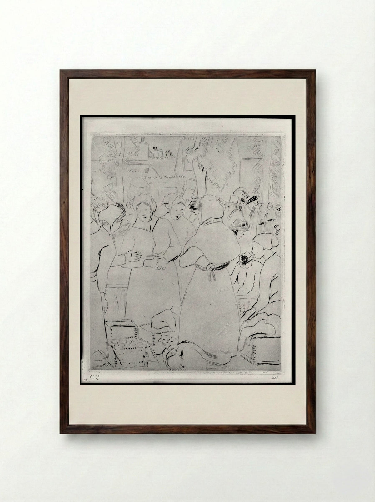 Egg Market - Camille Pissarro - Framed Print Dark Wood