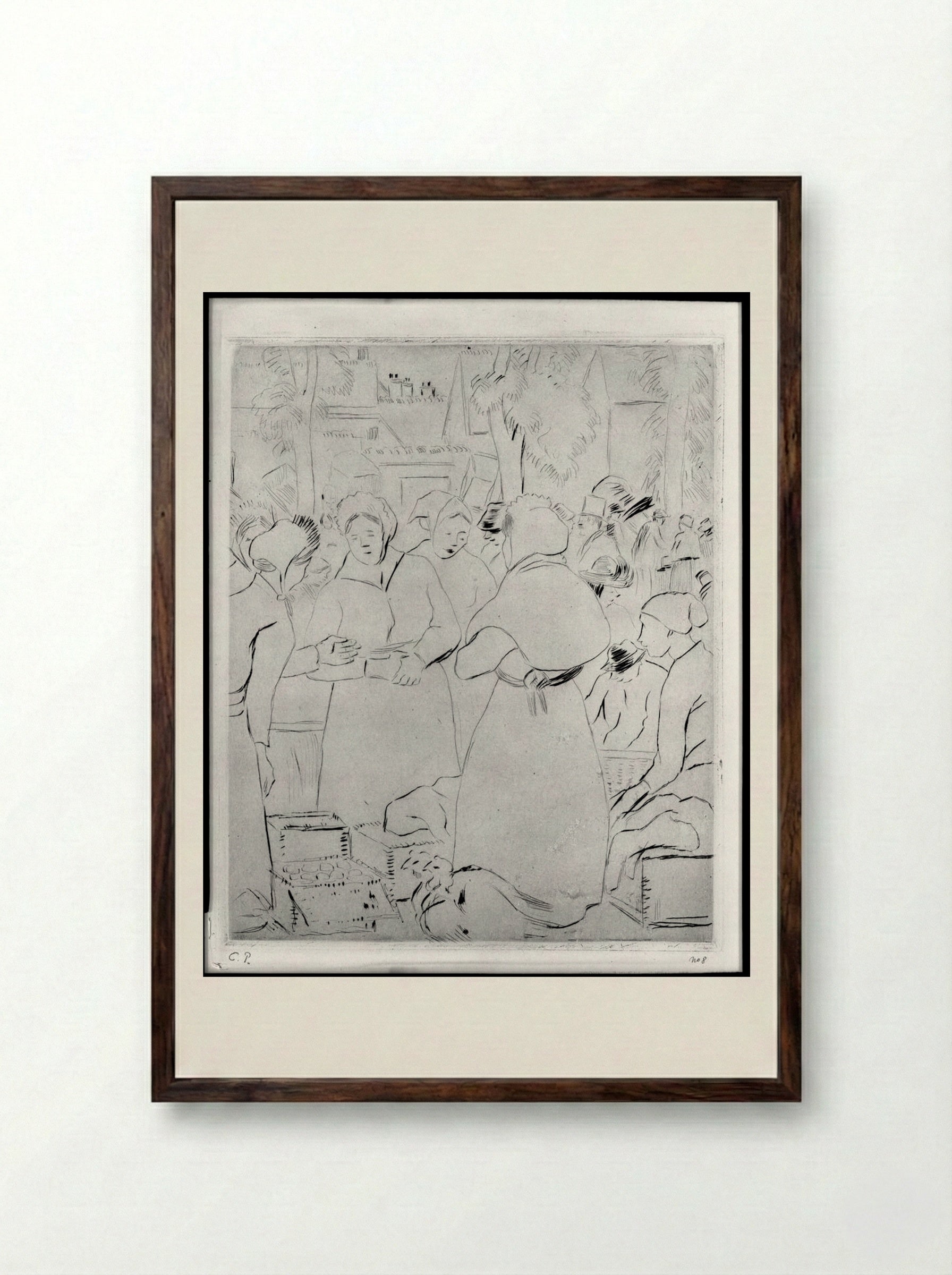 Egg Market - Camille Pissarro - Framed Print Dark Wood