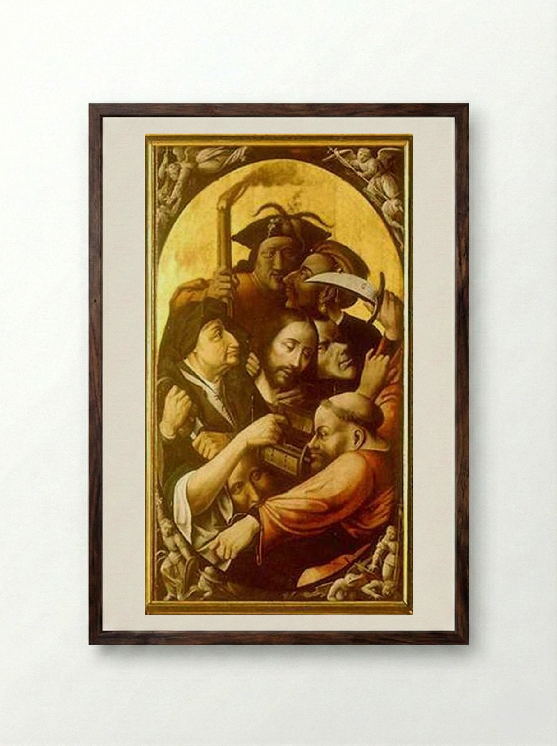 The Arrest of Christ - Hieronymus Bosch - Framed Print Dark Wood