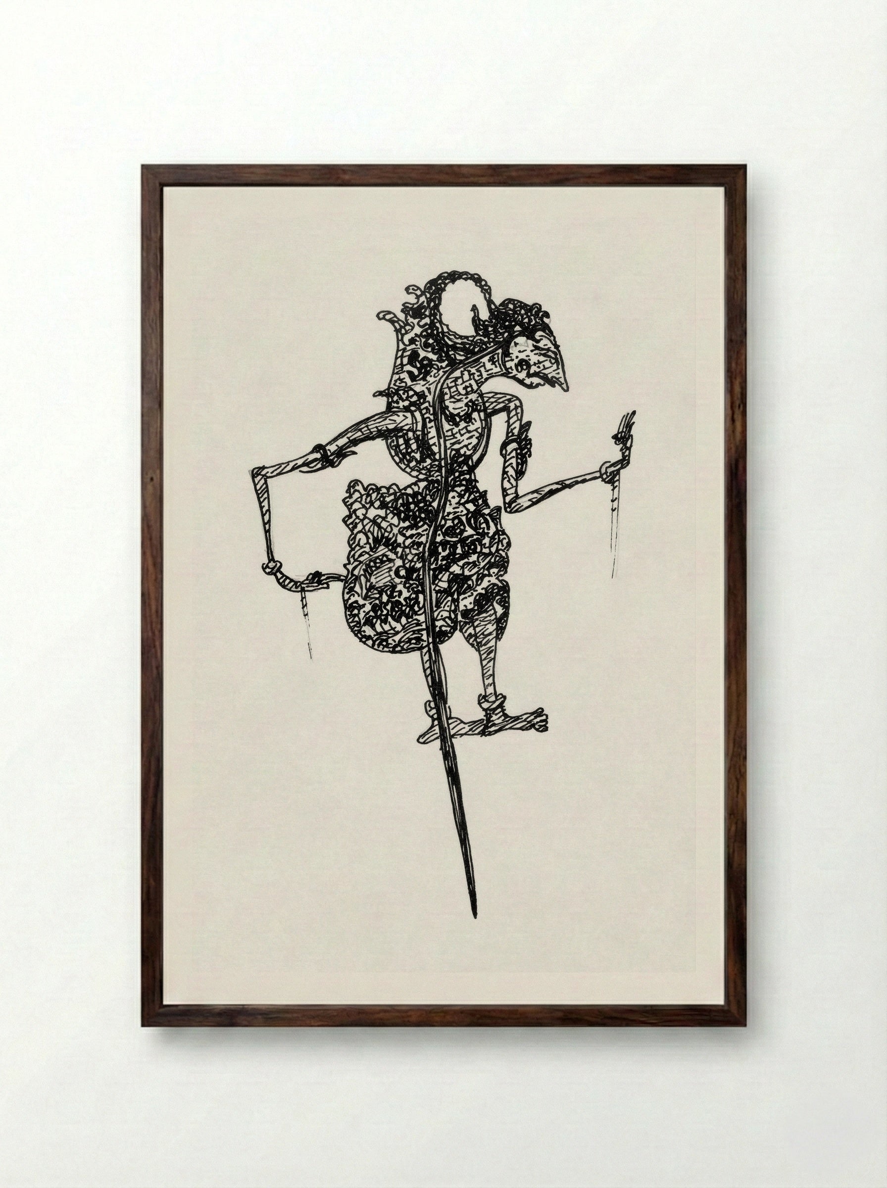 Wajangpop (Wayang Puppet) - Leo Gestel - Framed Print Dark Wood