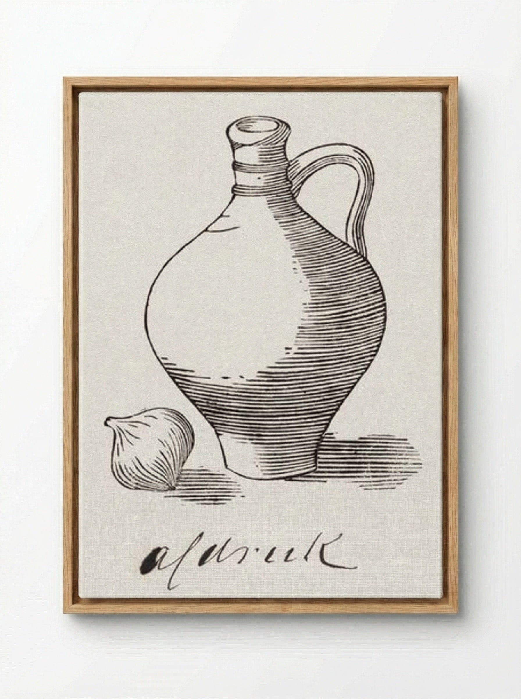 Still Life with Jug and Onion - Julie de Graag - Framed Canvas Wood
