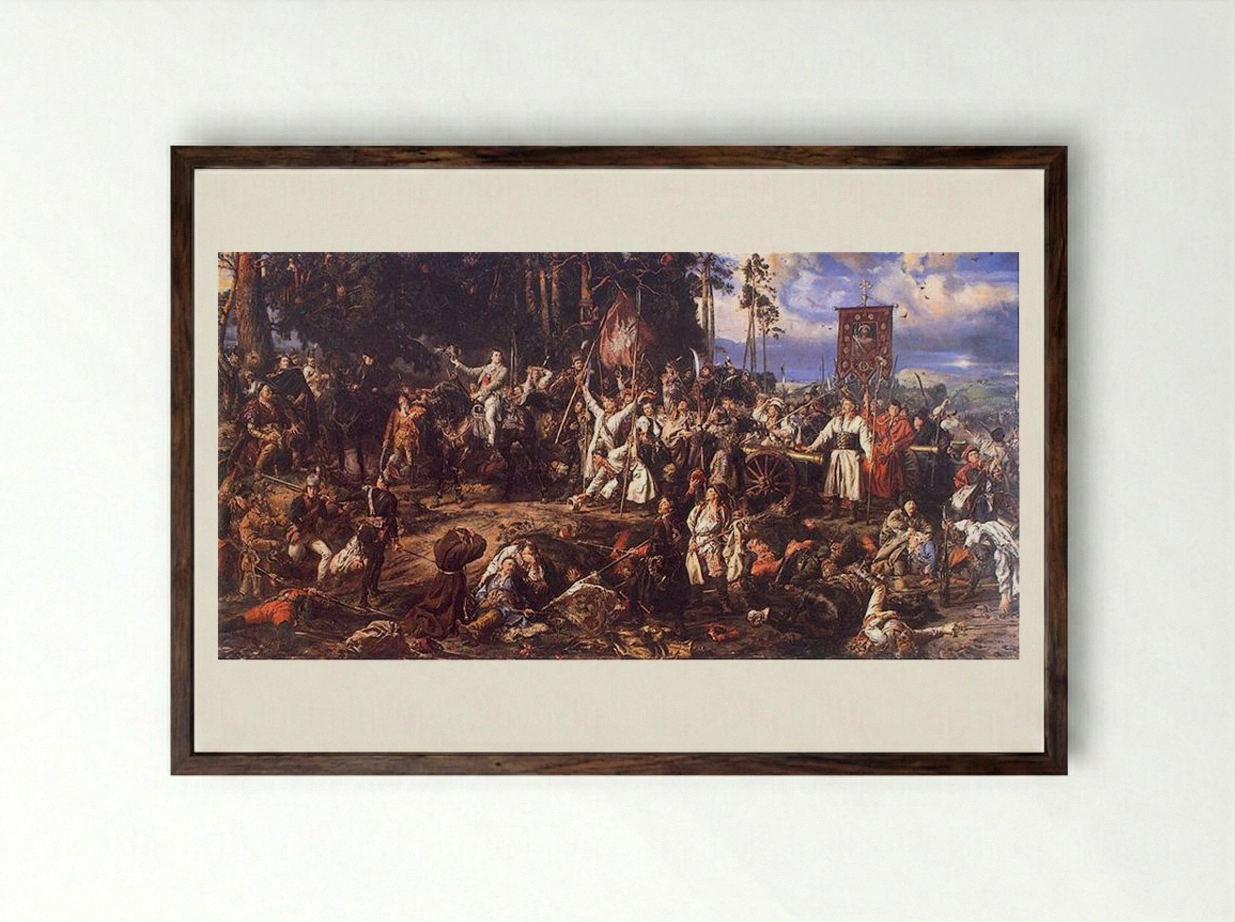 Battle of Racławice - Jan Matejko - Framed Print Dark Wood
