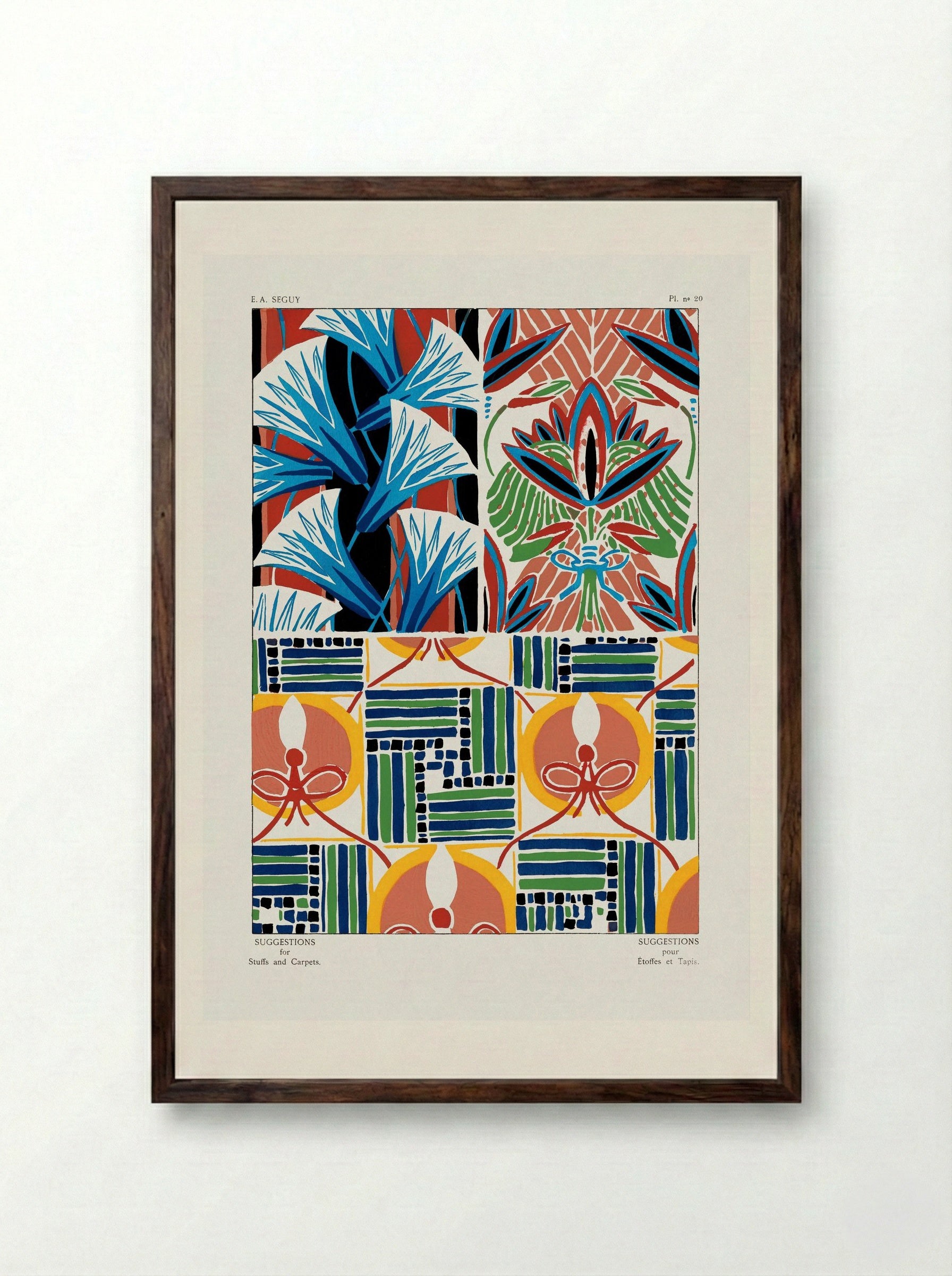 Floral Pattern No. 20 (Textile Design) - Émile-Allain Séguy - Framed Print Dark Wood