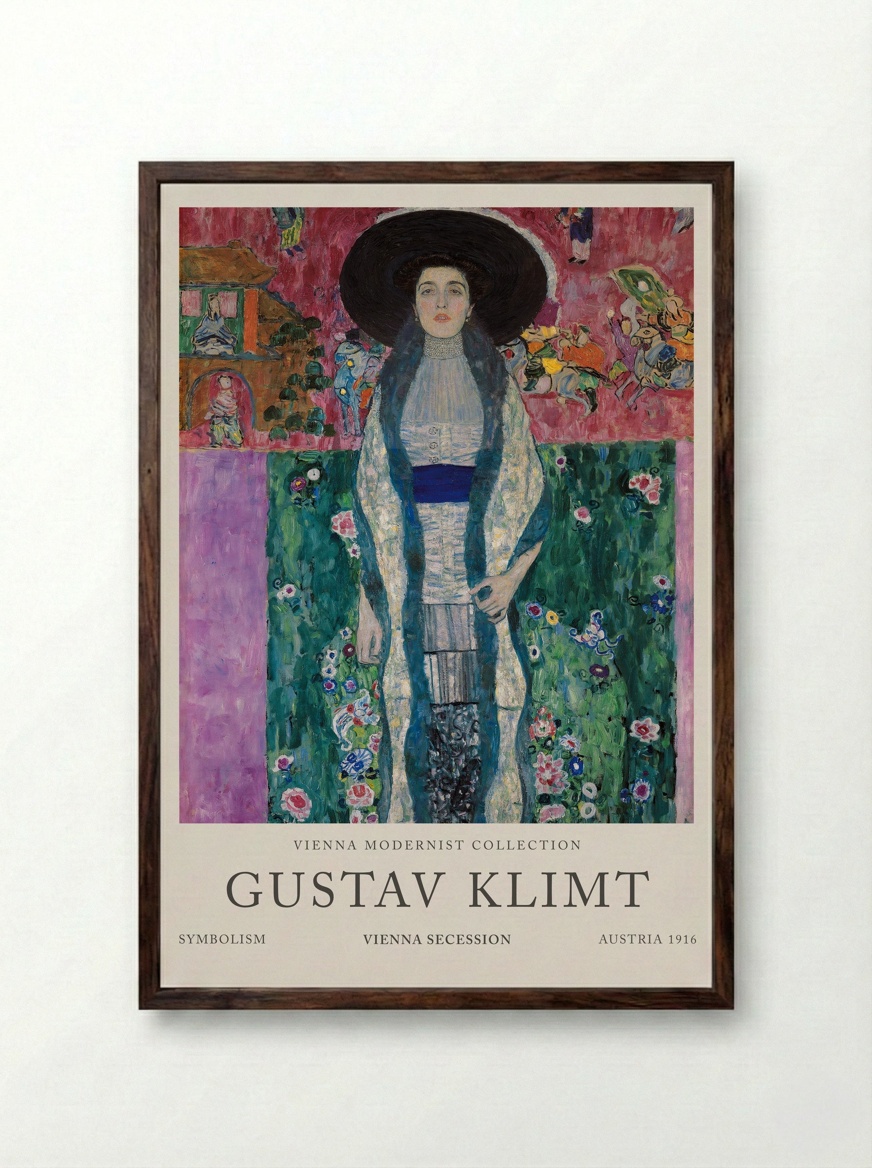 Portrait of Adele Bloch-Bauer - Gustav Klimt - Framed Print Dark Wood