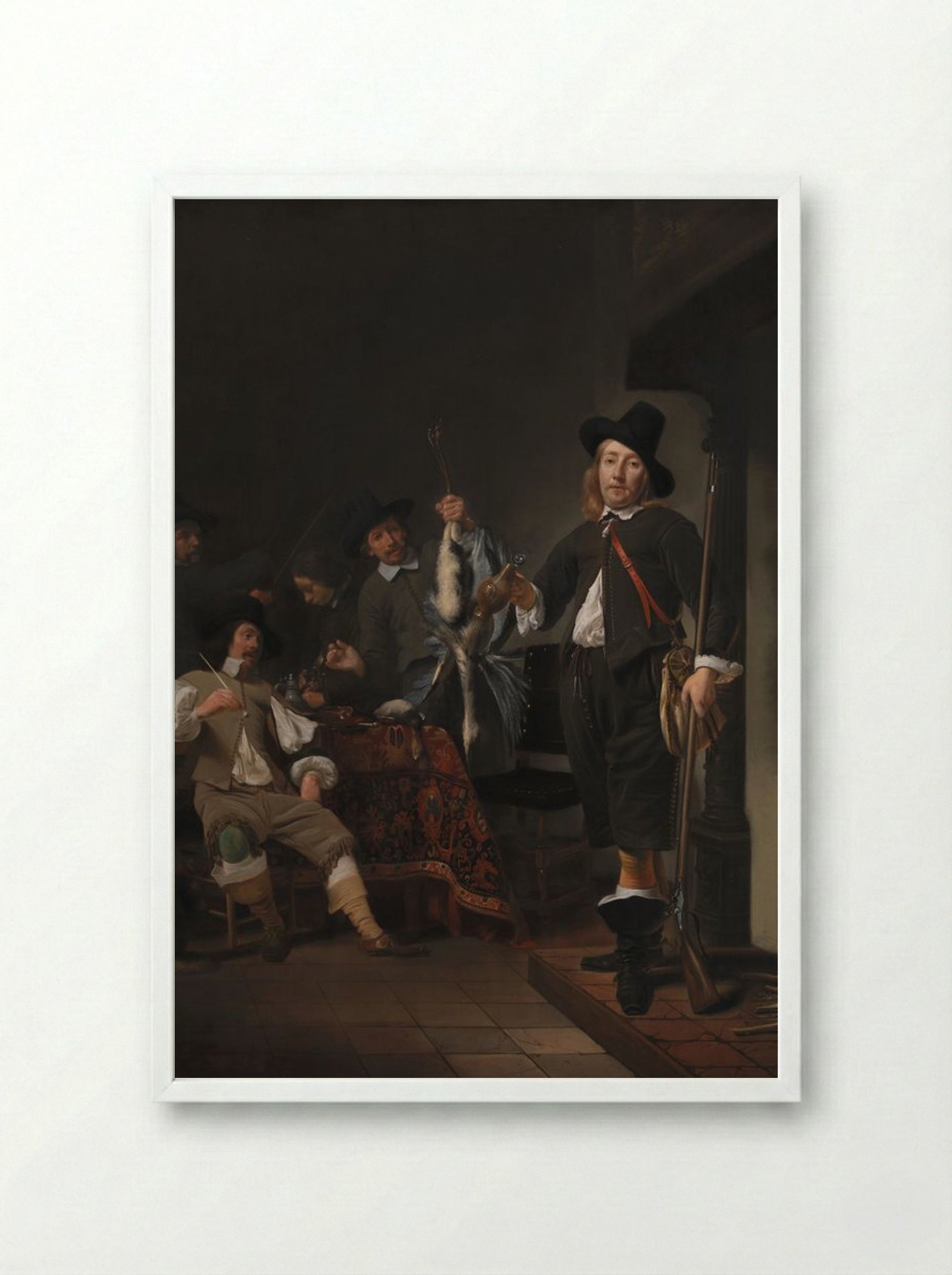 The Homecoming of a Fowling Party - Frans Hals - Framed Print White
