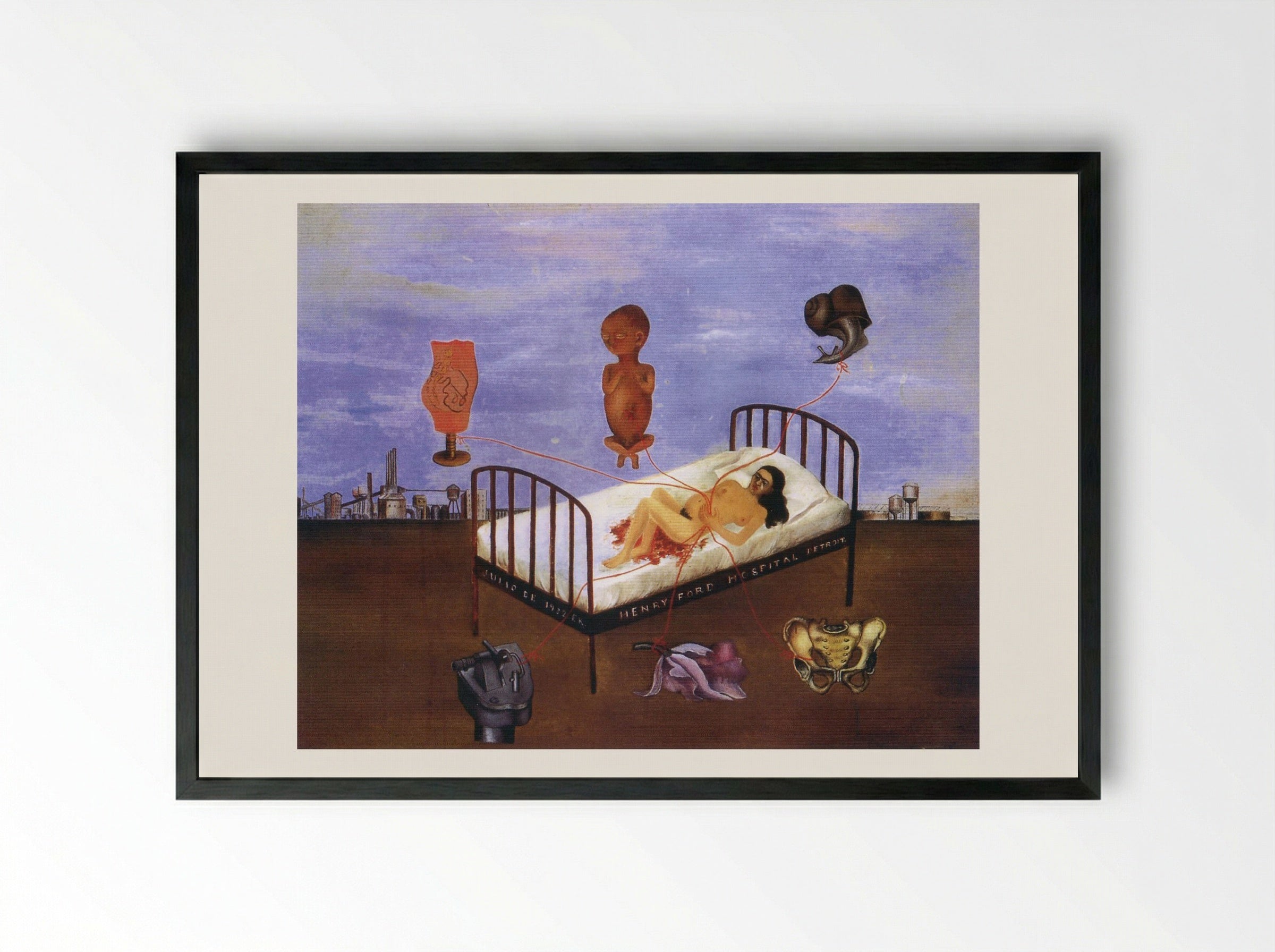Henry Ford Hospital (The Flying Bed) - Frida Kahlo - Framed Print Black