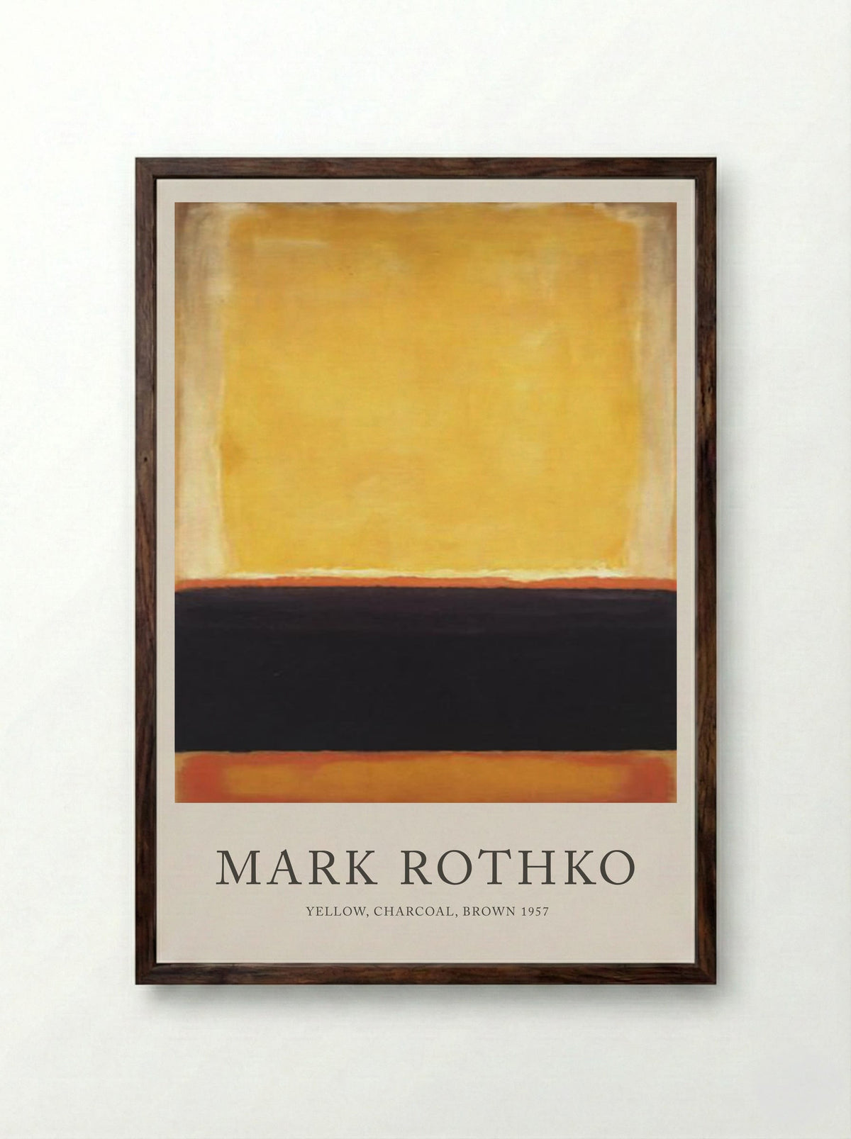 Yellow, Charcoal, Brown - Mark Rothko - Framed Print Dark Wood