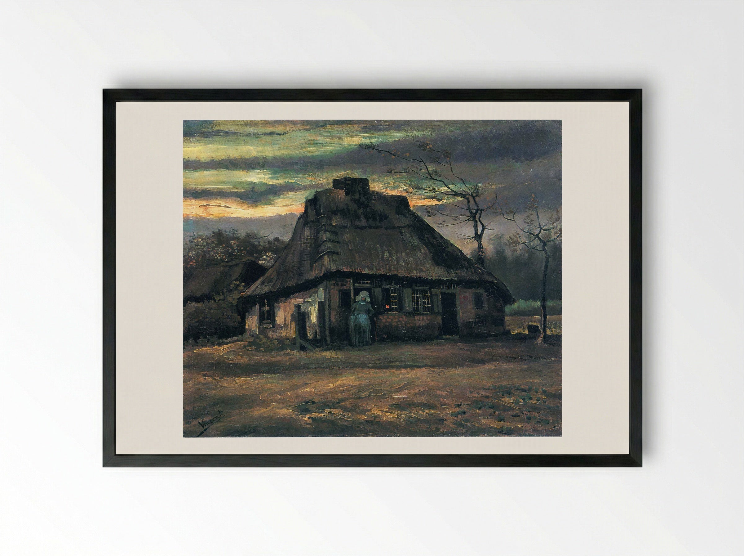 The Cottage - Vincent van Gogh - Framed Print Black