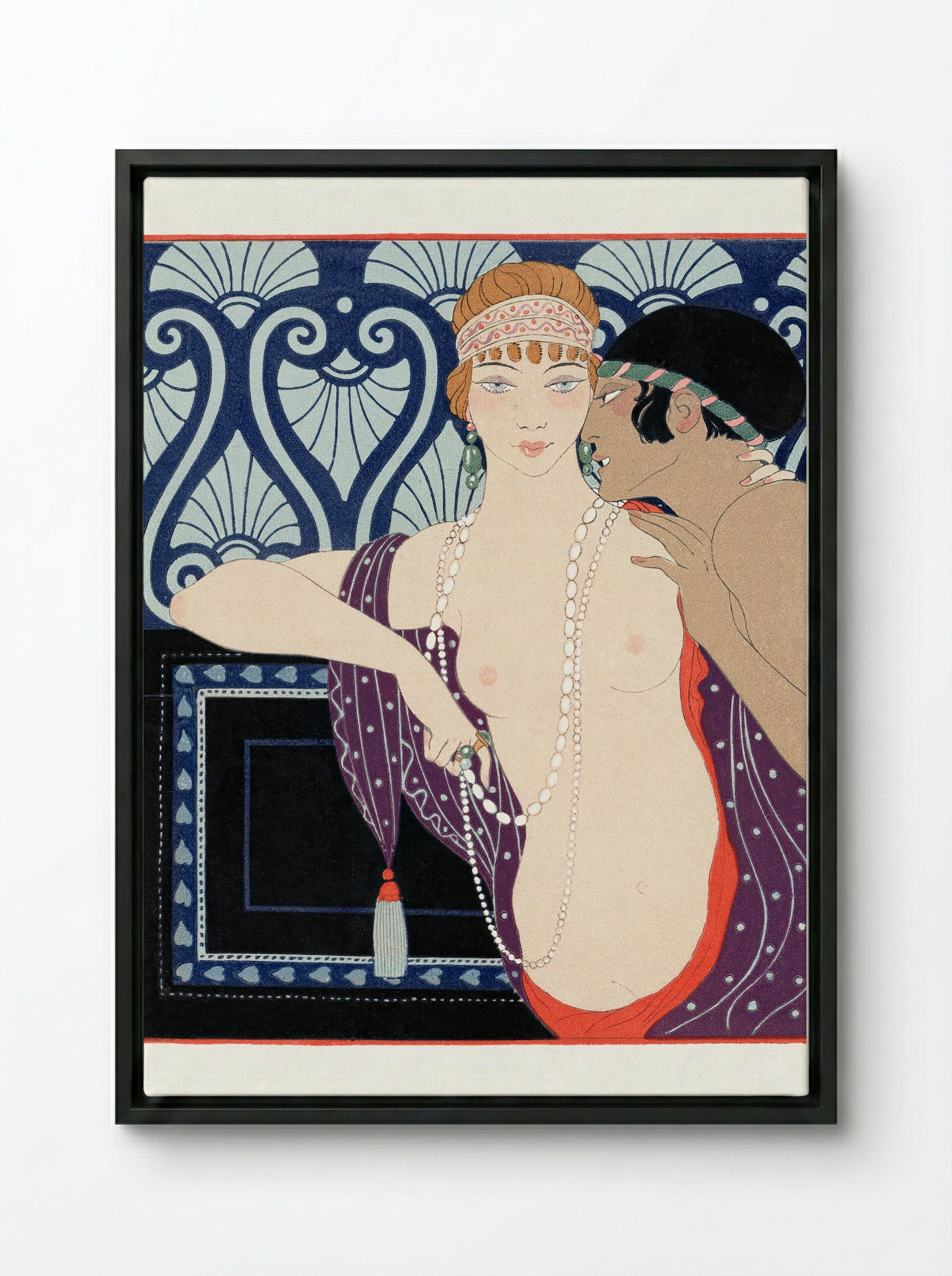 Les Trois Beautés de Mnasidika - George Barbier - Framed Canvas Black