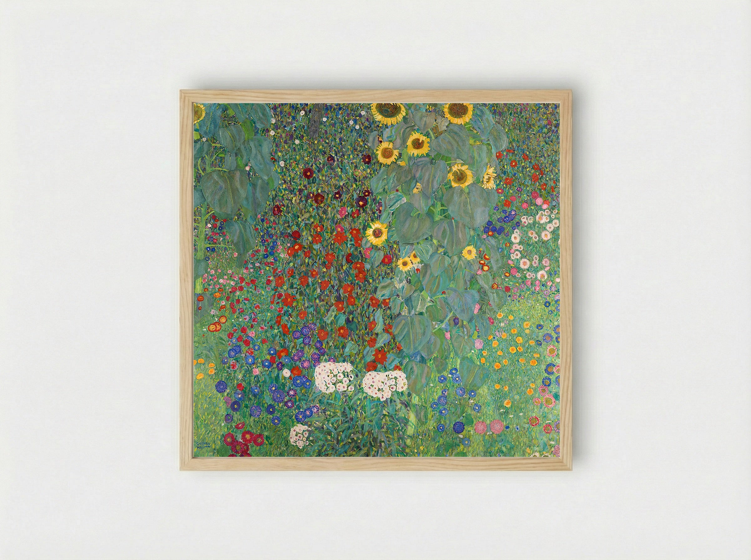 Farm Garden with Sunflowers - Gustav Klimt - Framed Print Wood