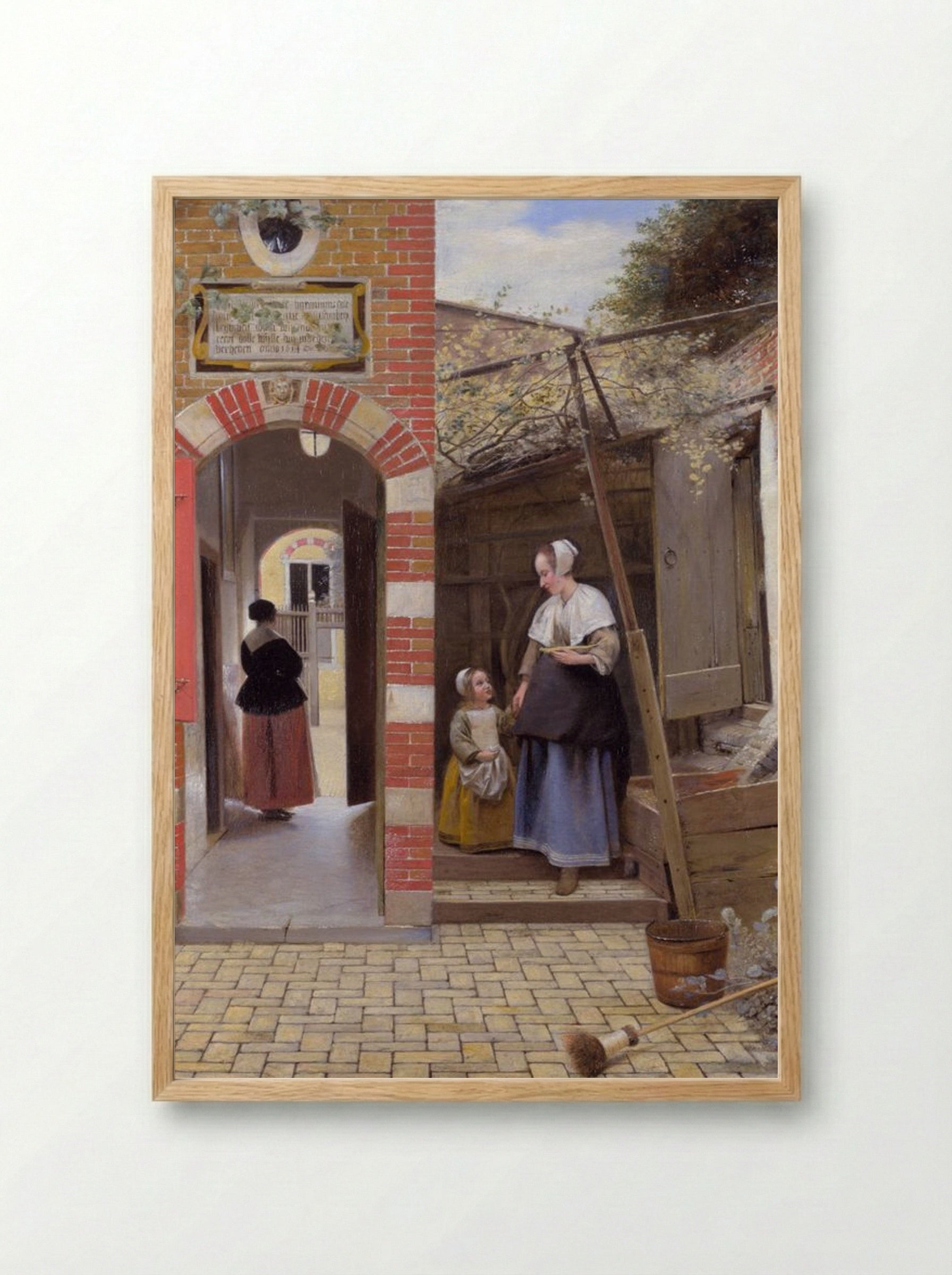 The Courtyard of a House in Delft - Pieter de Hooch - Framed Print Wood