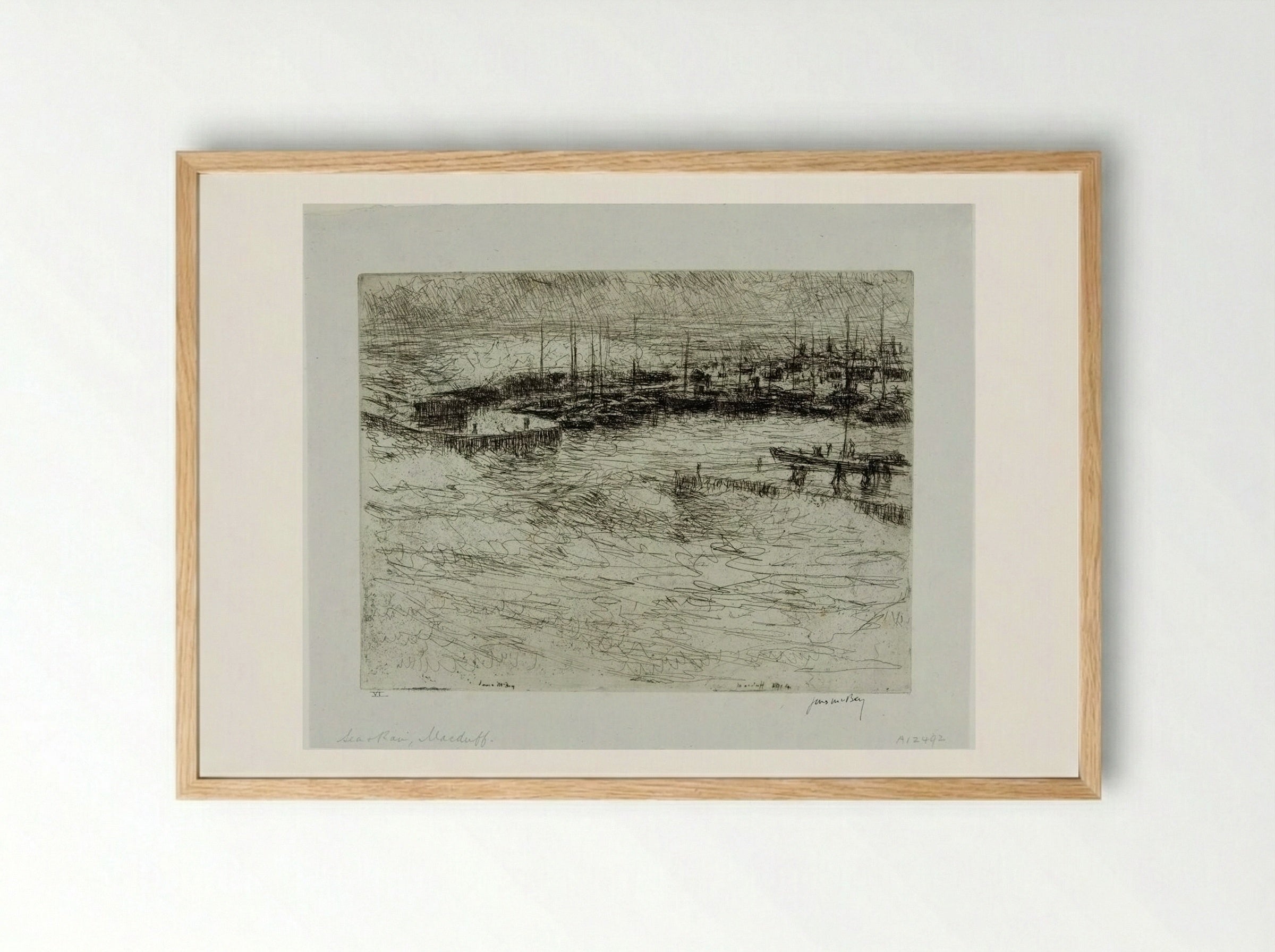 Sea and Rain, McDuff - James McBey - Framed Print Wood
