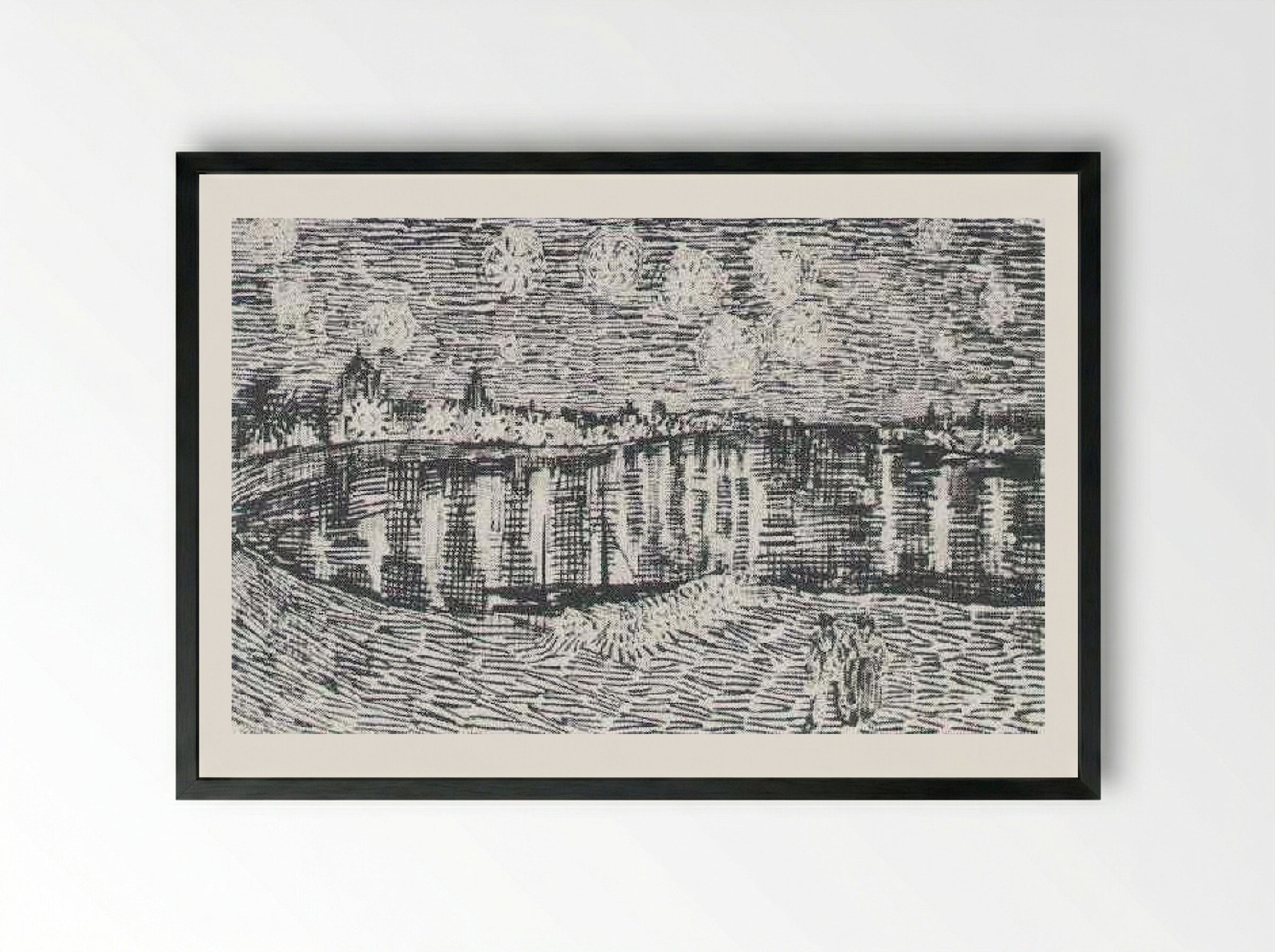 The Starry Night - Vincent van Gogh - Framed Print Black