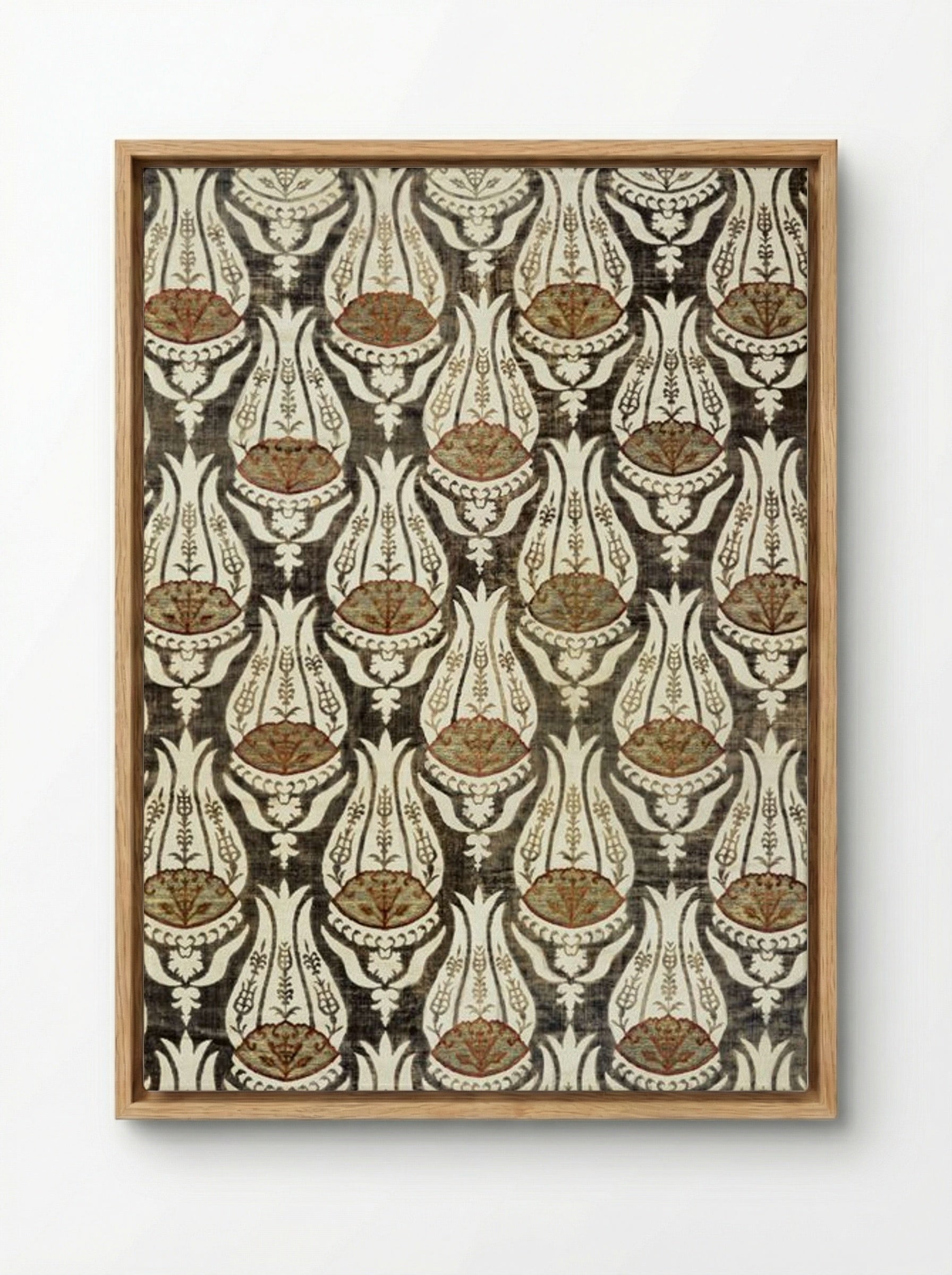 Furnishing Fabric with Tulip and Foliage Design - William Morris - Framed Canvas Wood