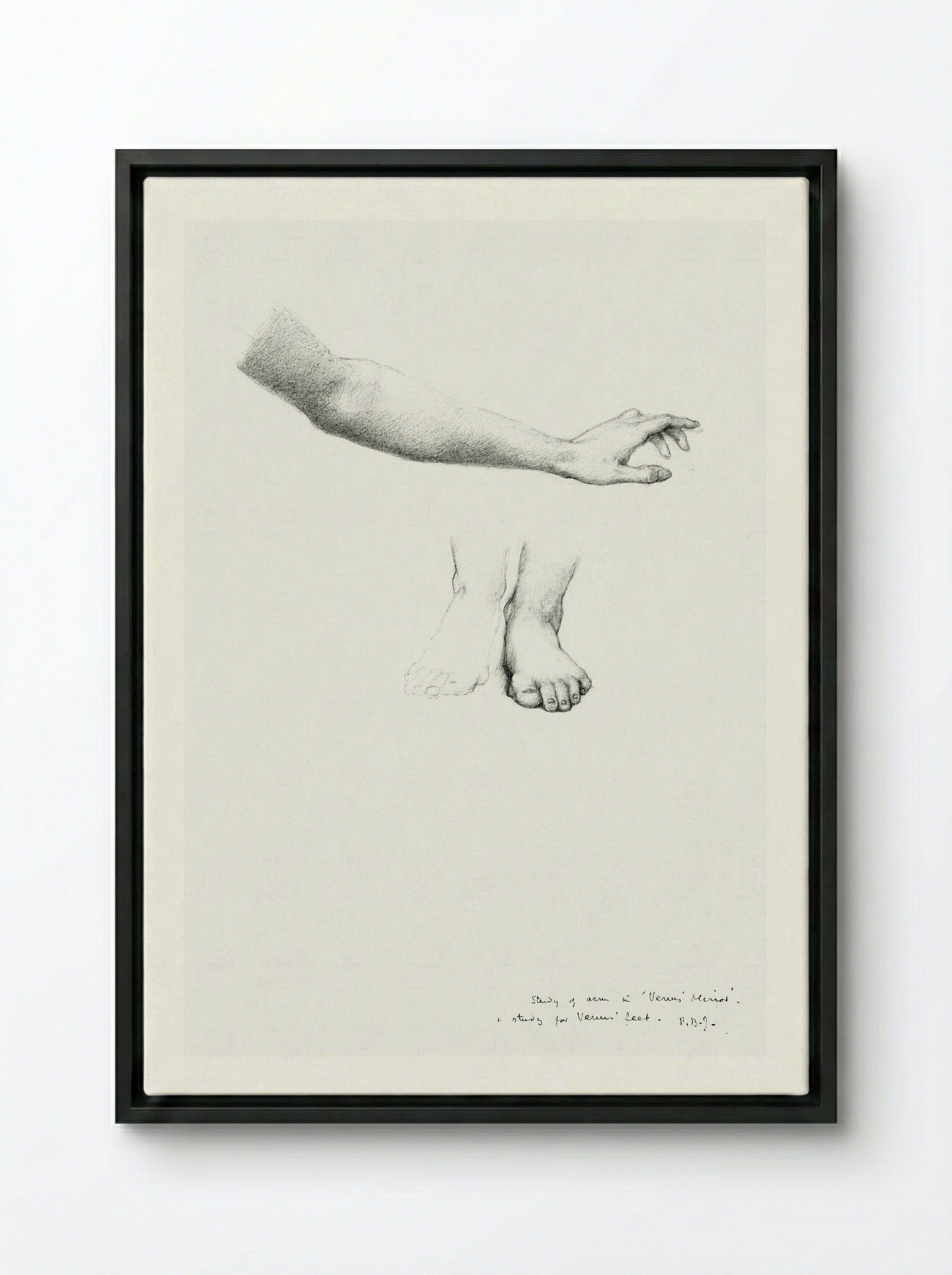 Study of Arm and Feet for 'The Mirror of Venus' - Edward Burne-Jones - Framed Canvas Black