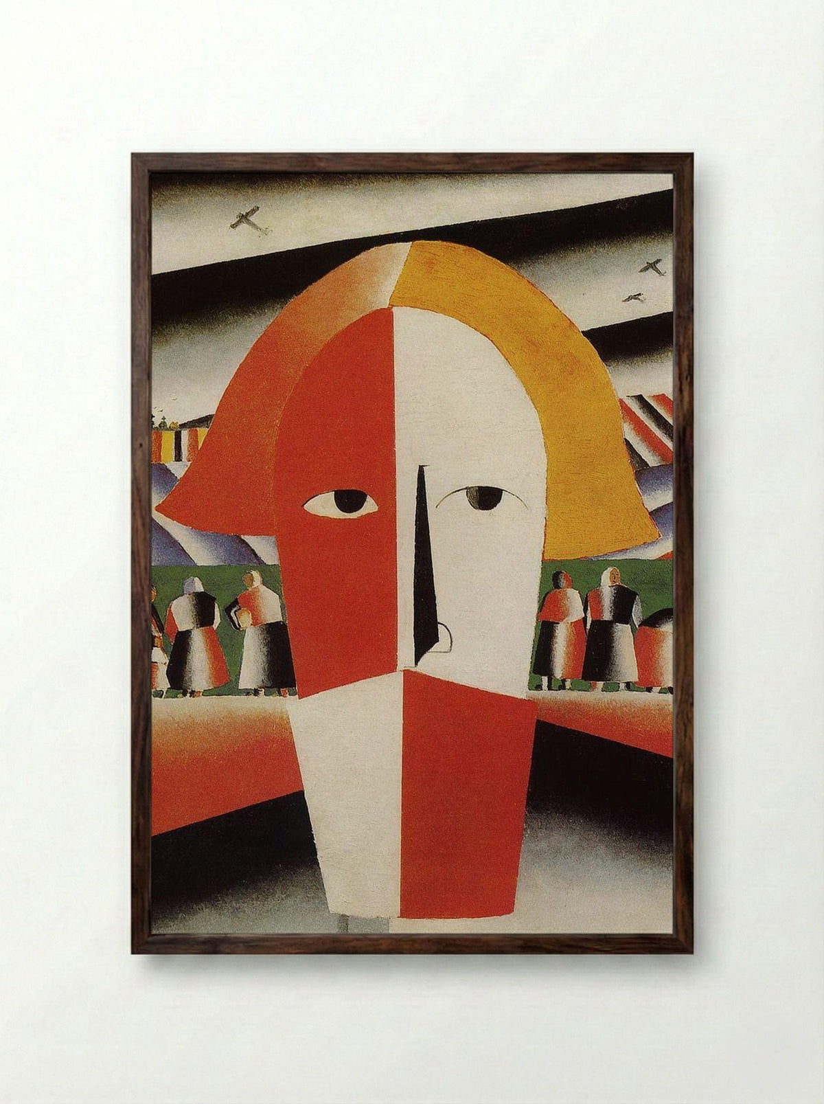 Head of a Peasant Girl - Kazimir Malevich - Framed Print Dark Wood