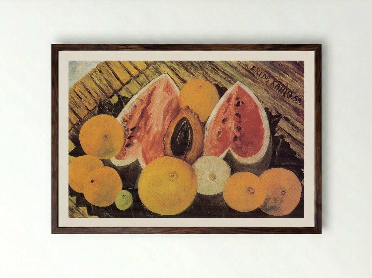 Still Life with Watermelons - Frida Kahlo - Framed Print Dark Wood