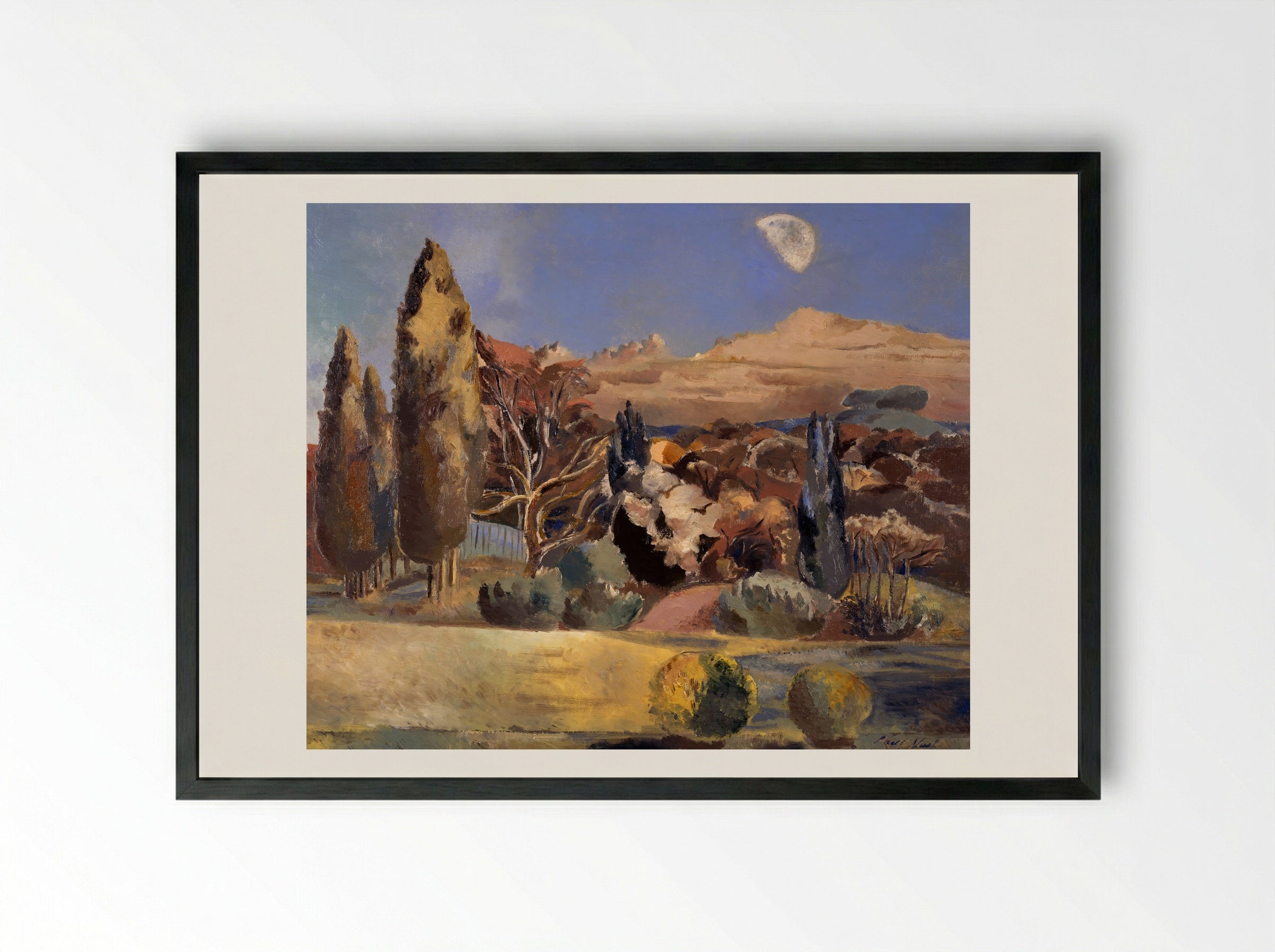 Landscape of the Moon's First Quarter - Paul Nash - Framed Print Black